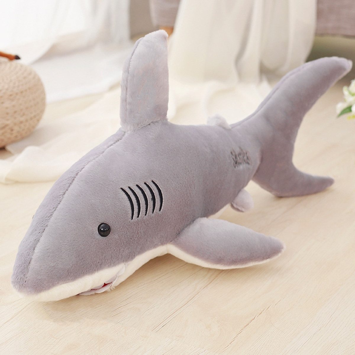Tinisu Plüschfigur Hai in Rosa und Grau – Weiches Kuscheltier für Kinder XXL Plüschtier