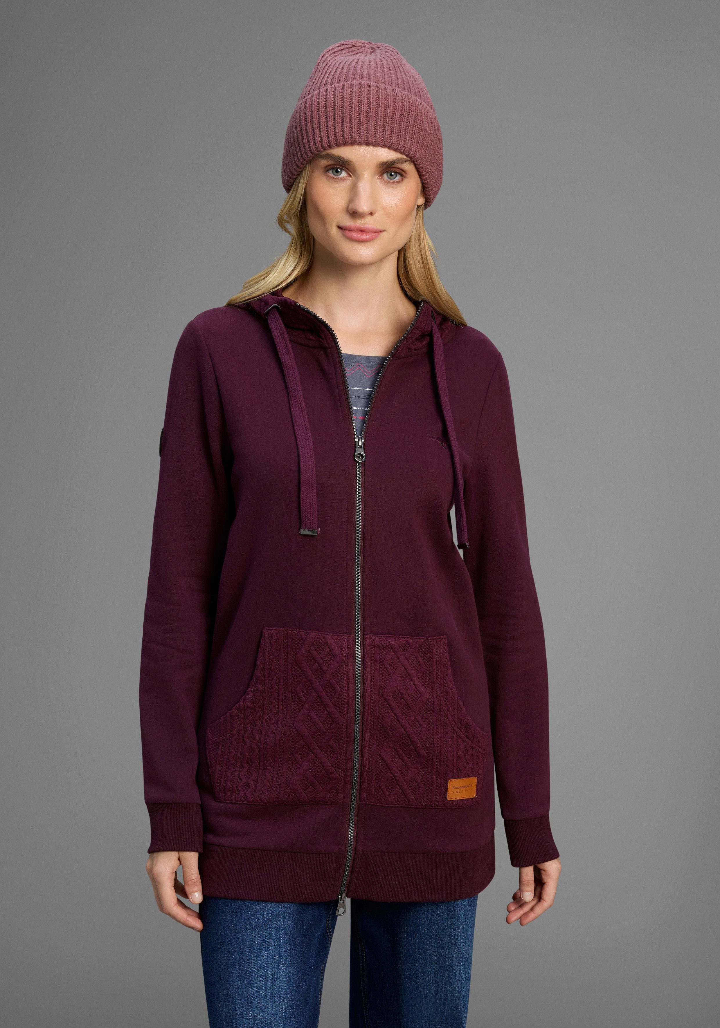 KangaROOS Kapuzensweatjacke mit Zopfmusterdetails