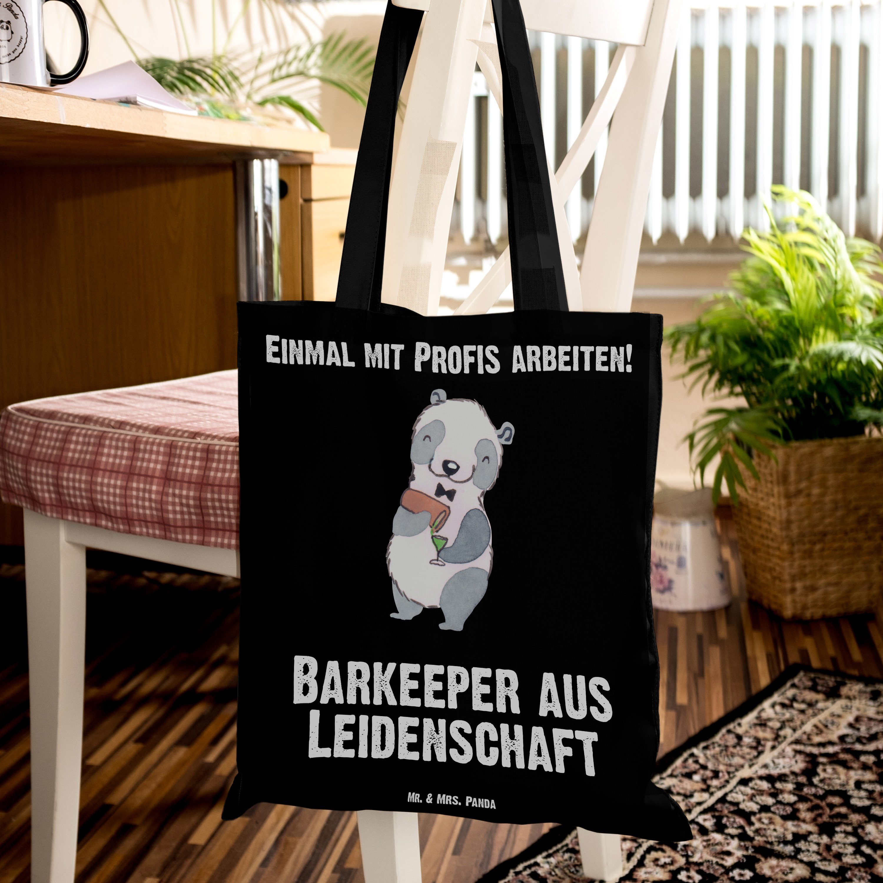 Leidenschaft Panda aus (1-tlg) - Geschenk, - Barmann, & Barkeeper Schwarz Mrs. Tragetasche Mr. Ausbildung,