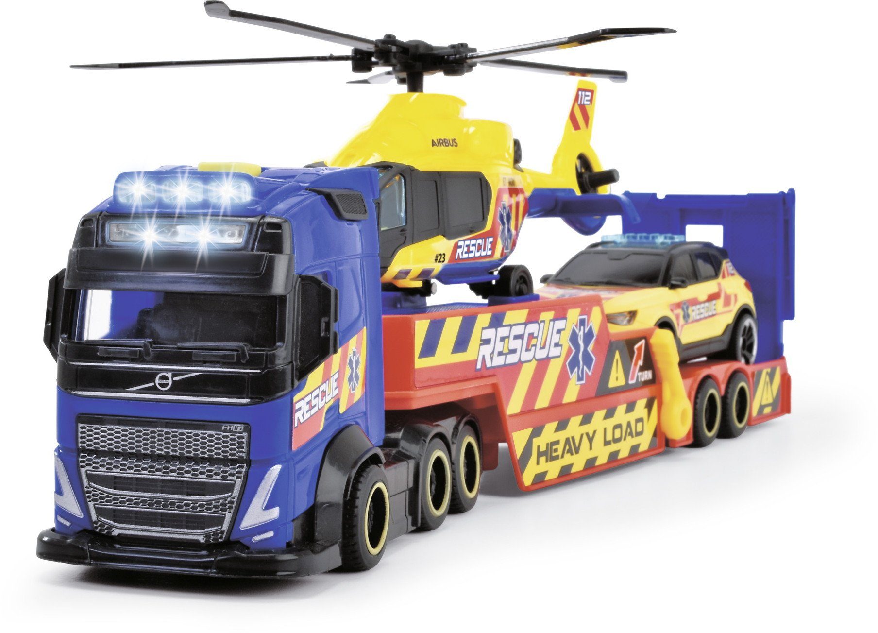 Dickie Toys Spielzeug-Krankenwagen Set LKW, Helikopter, Krankenwagen Go Real / SOS Transporter 203717005