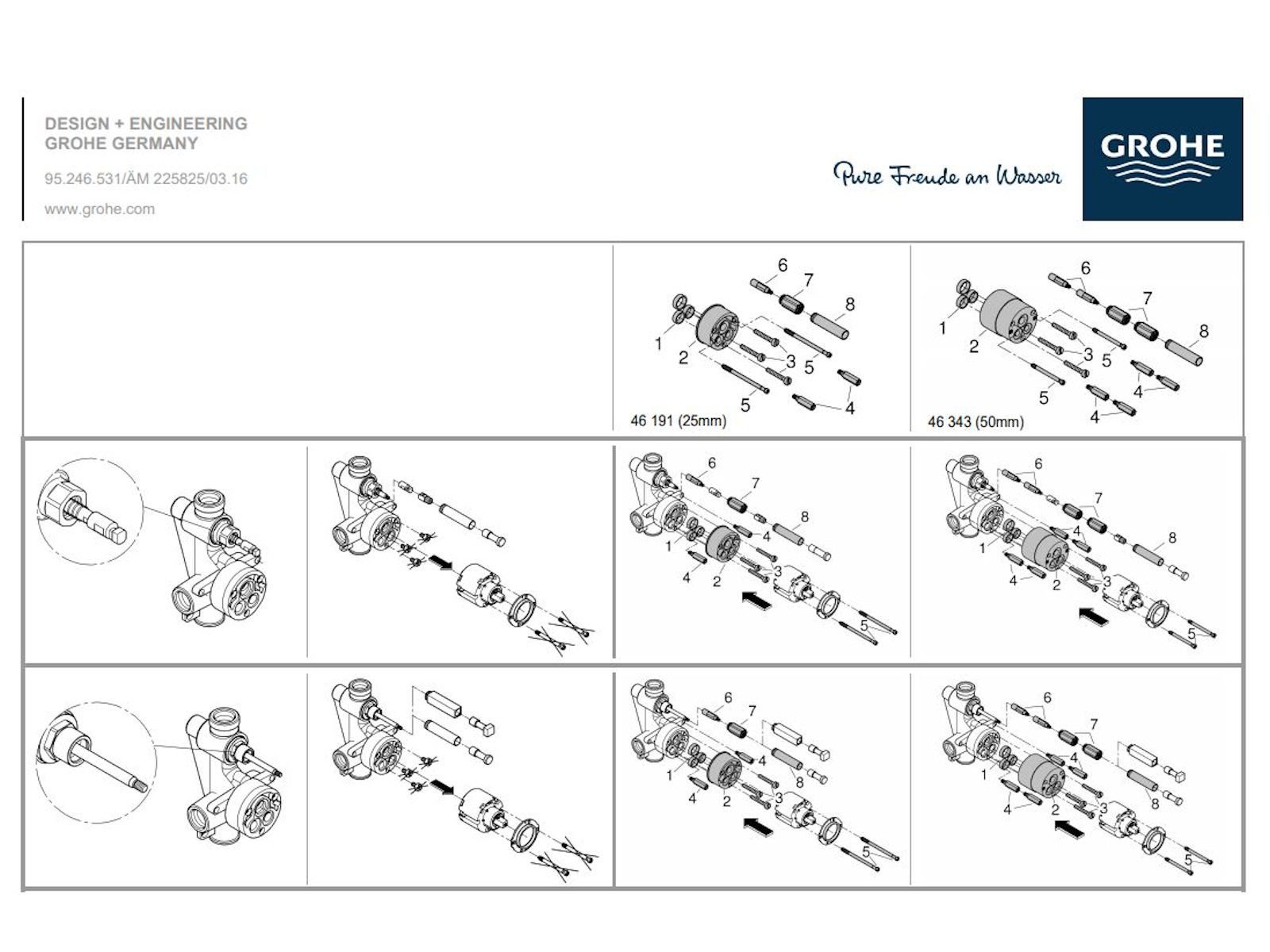 Grohe Badarmatur Verlängerungs Set 25 mm - 46191000