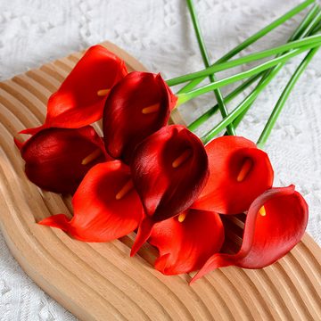 Kunstblumenstrauß Künstliche Calla-Lilien, 10 Stück in verschiedenen Farben, ANLÜDE, Innen Außen, Hochzeit, Osterdekoration