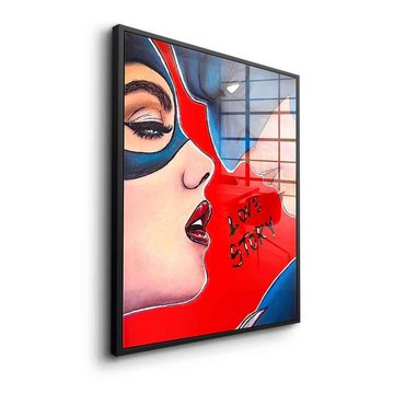 DOTCOMCANVAS® Acrylglasbild Love Story - Acrylglas, Acrylglas Love Story Batman Catwoman Cartoon Comic