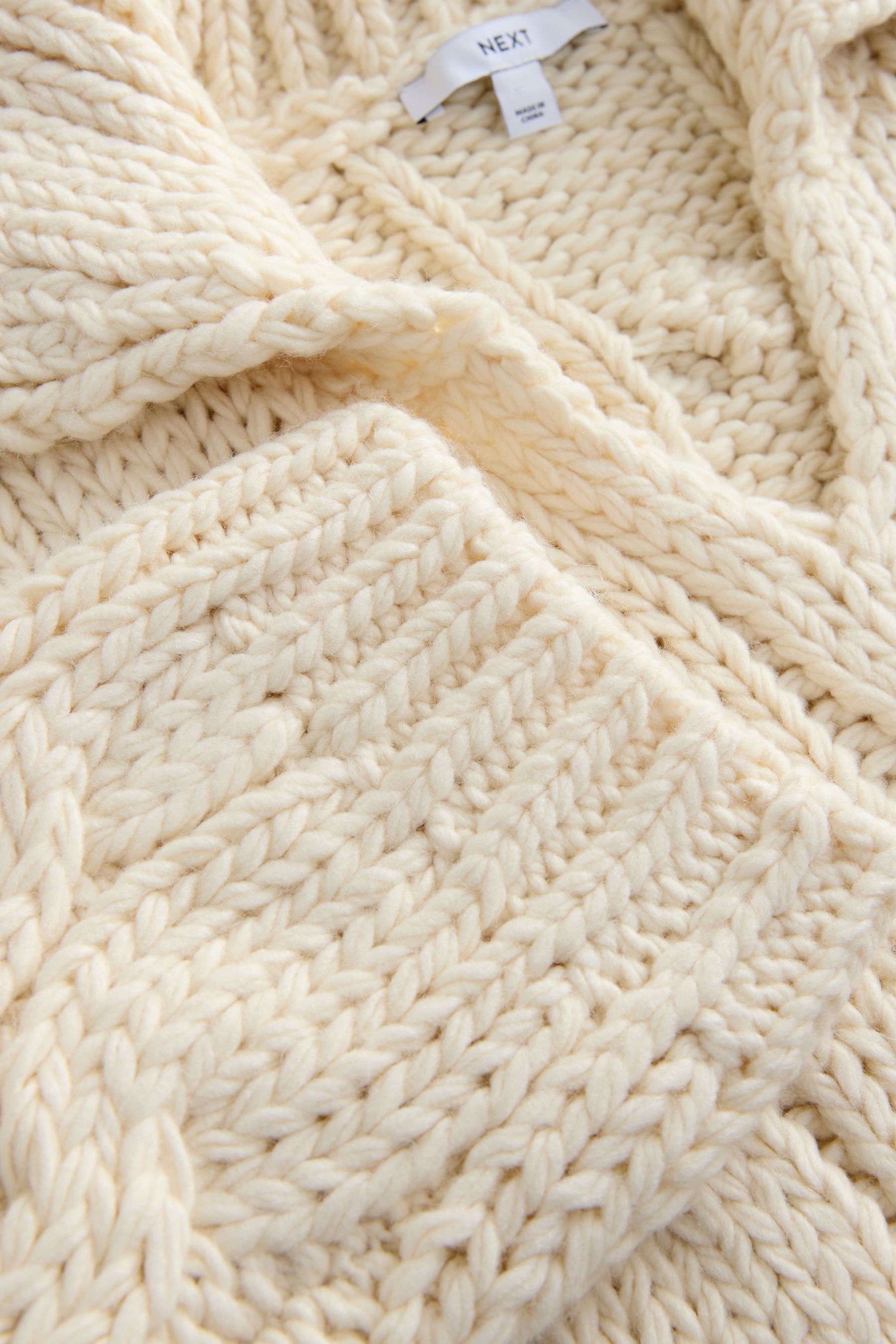 Next Polokragenpullover Grobstrickpullover mit Zopfmuster, offener günstig online kaufen