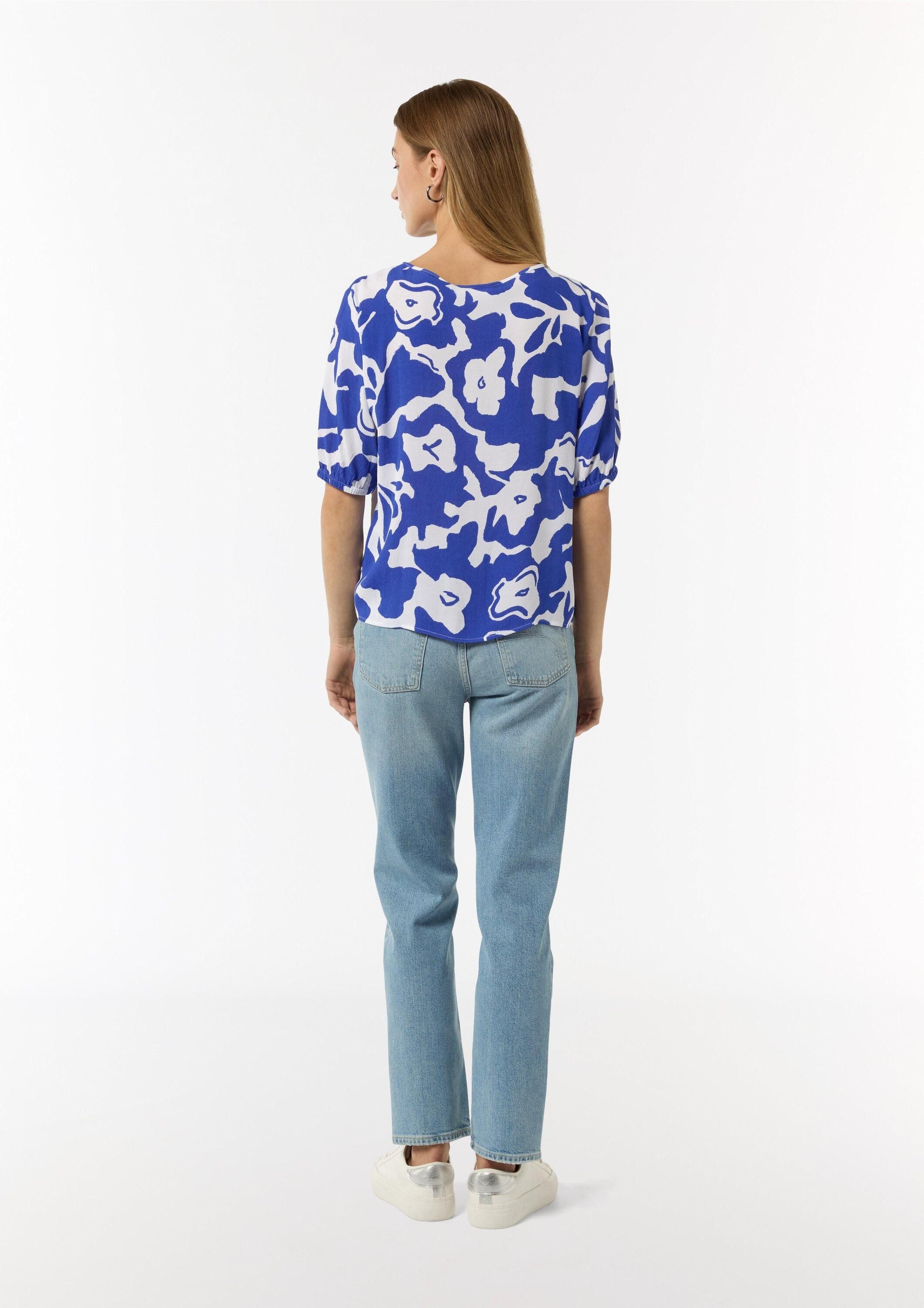 comma Kurzarmbluse Bluse Gemusterte Kurzarmbluse