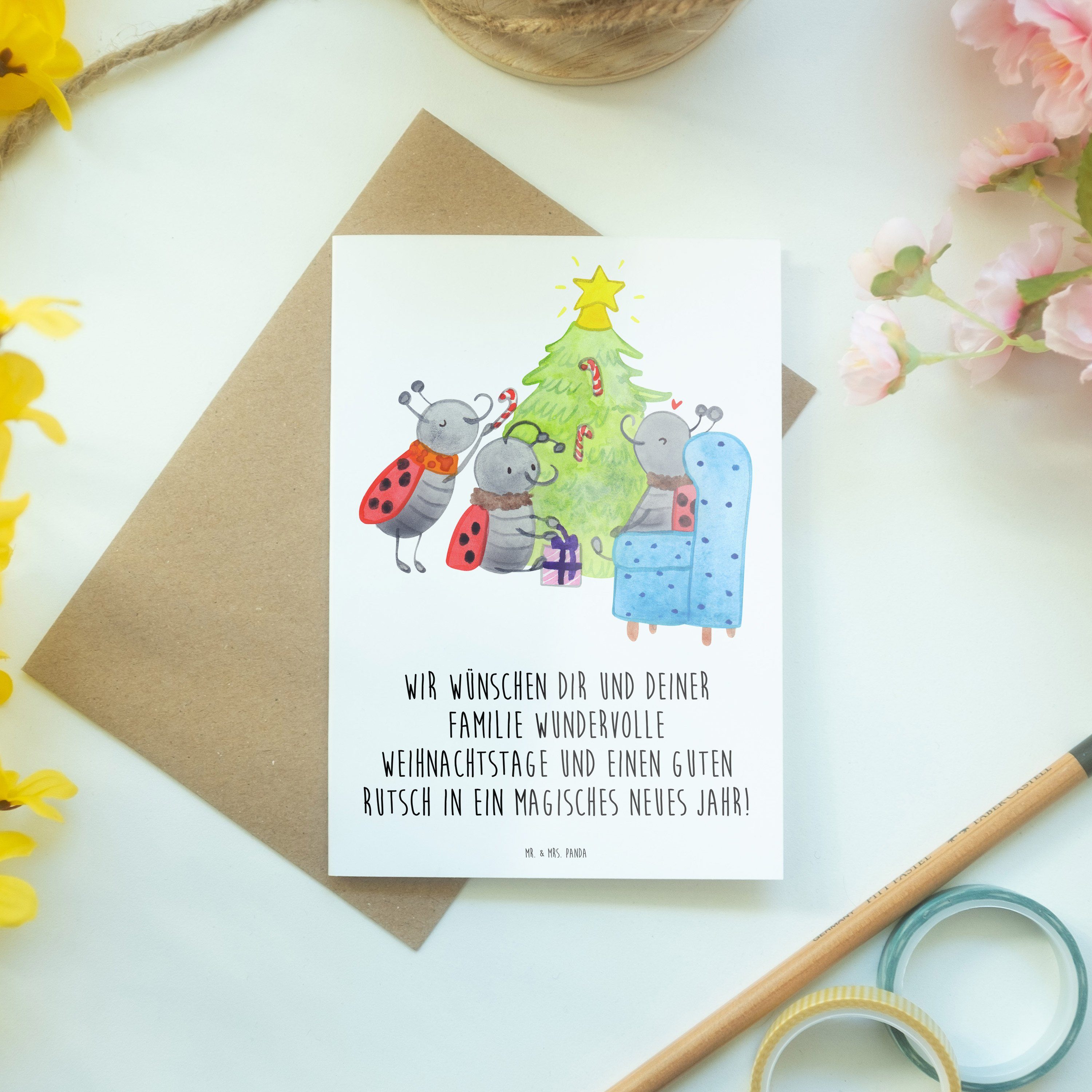 Weiß Grußkarte Smörle - & Advent, Pfefferminzstange, Mrs. Klap Mr. Panda Geschenk, Weihnachten -