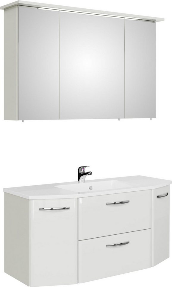 Saphir Badmöbel-Set Quickset 326, 3-teilig, mit Keramikwaschtisch, (3-St), Badezimmer-Set in Weiß Glanz