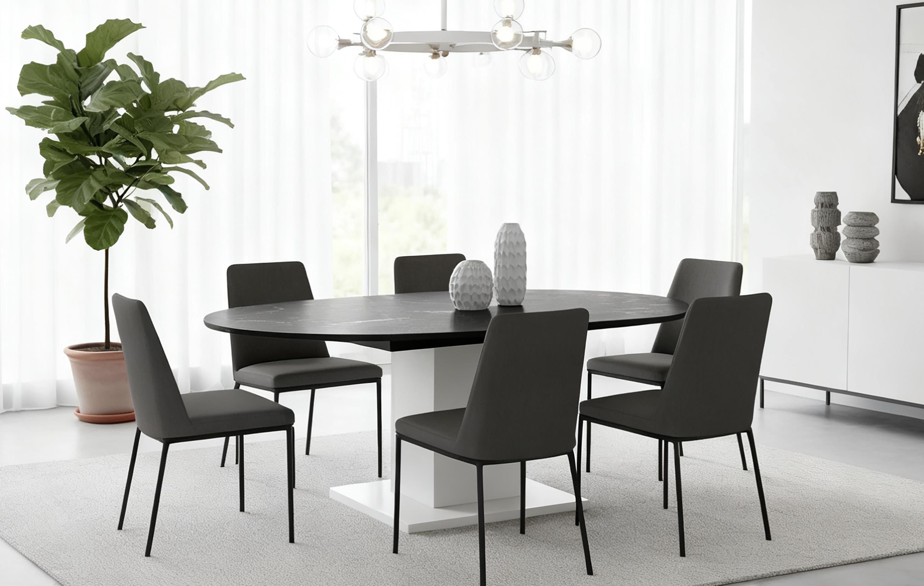 B&D home Säulen-Esstisch WIM, Holztisch, rund, ausziehbar 100-140cm, 4-6 Personen, versch. Farben