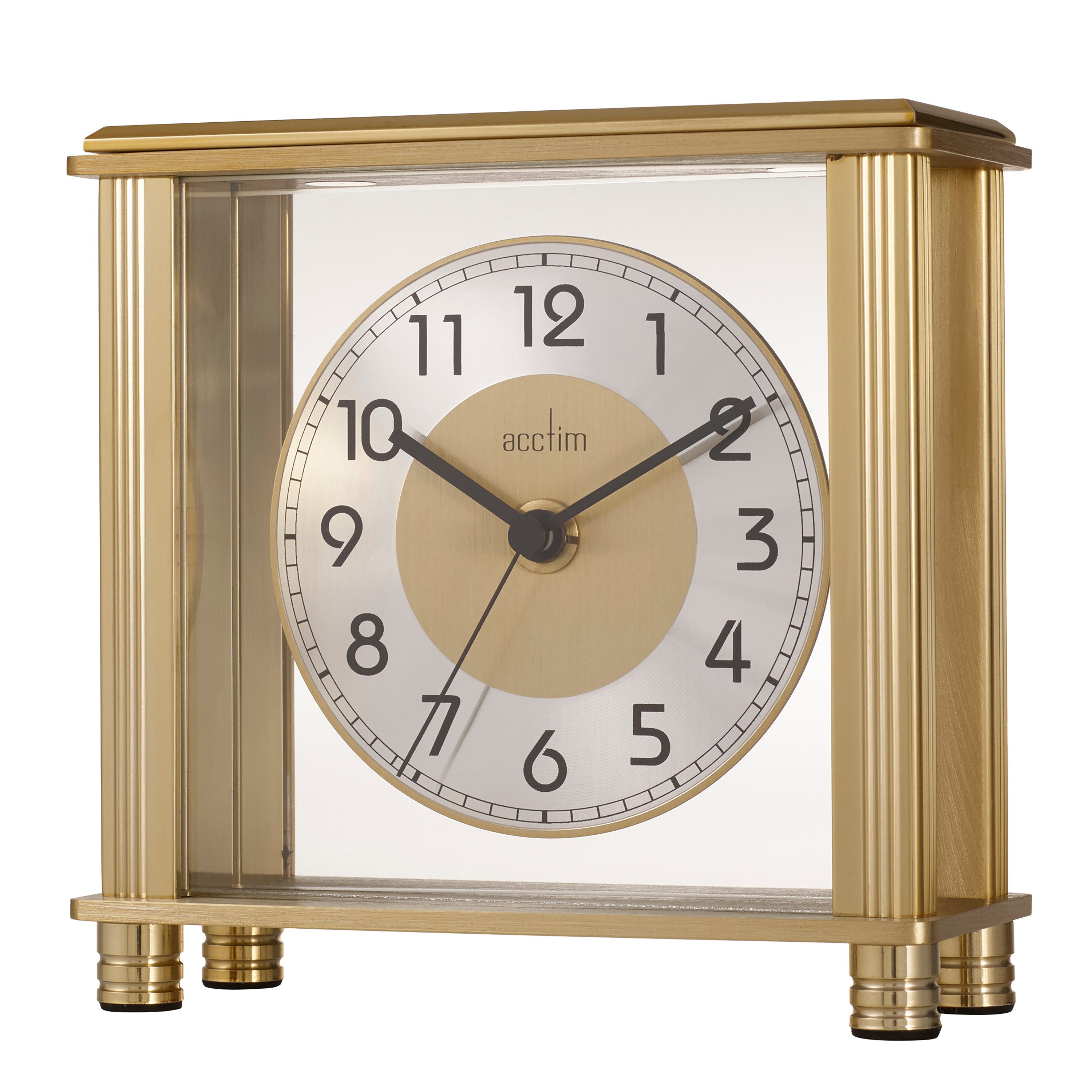 Acctim Tischuhr Metall goldfarben deutlich arabische Zahlen Dimension 14x14,5x6cm