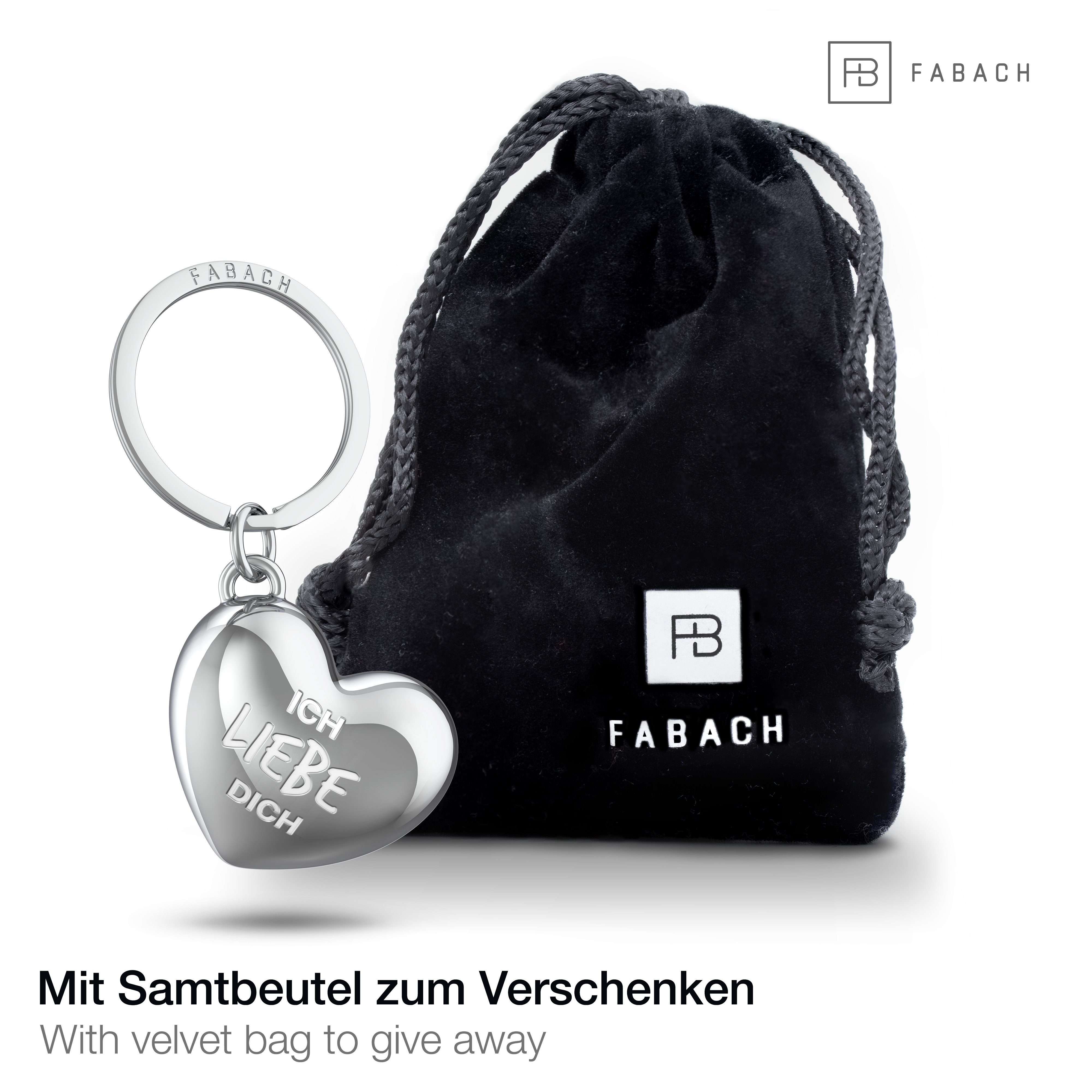 FABACH Schlüsselanhänger Herz mit Gravur - "Ich liebe dich" - Geschenk Partner Freundin Ehefrau