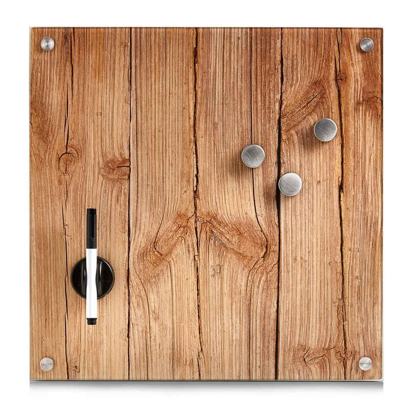 HTI-Living Pinnwand »Memoboard Glas Wood«, Pinnwand Magnettafel Magnetboard Schreibtafel Schreibboard