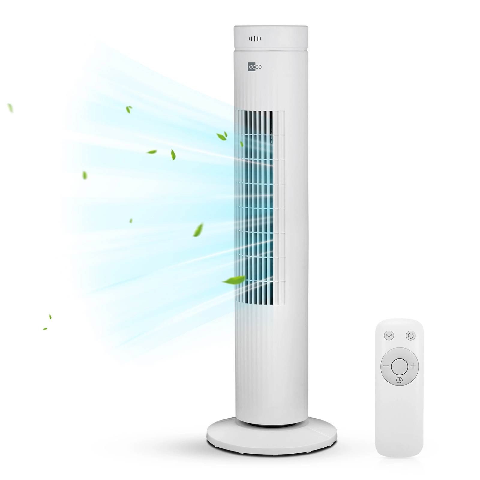 AECO Turmventilator AirX - SPIN Turmventilator, 60° Oszillation, Timer (1–7 Std), Power-Off-Memory, Fernbedienung