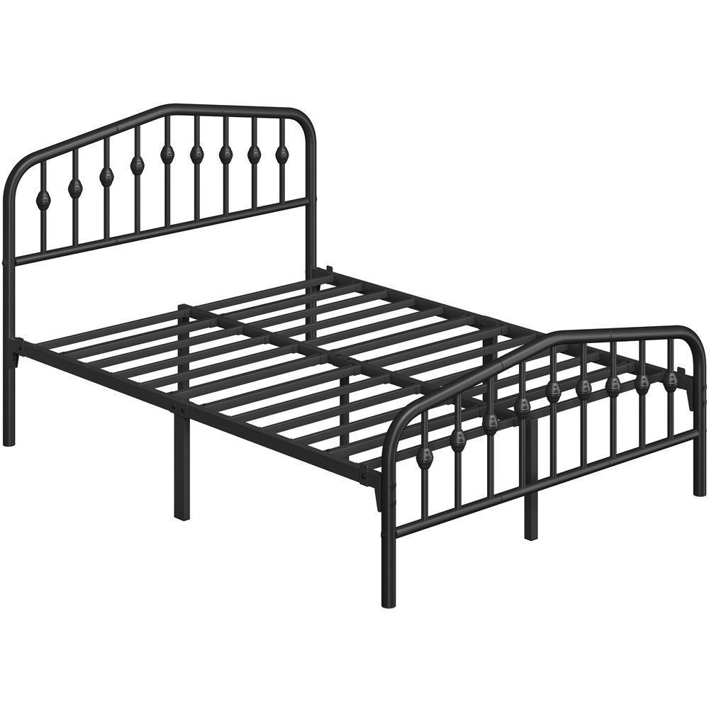 Yaheetech Metallbett 90-160cm (B), Bettrahmen Vintage Bettgestell mit kronenförmigem Kopfteil