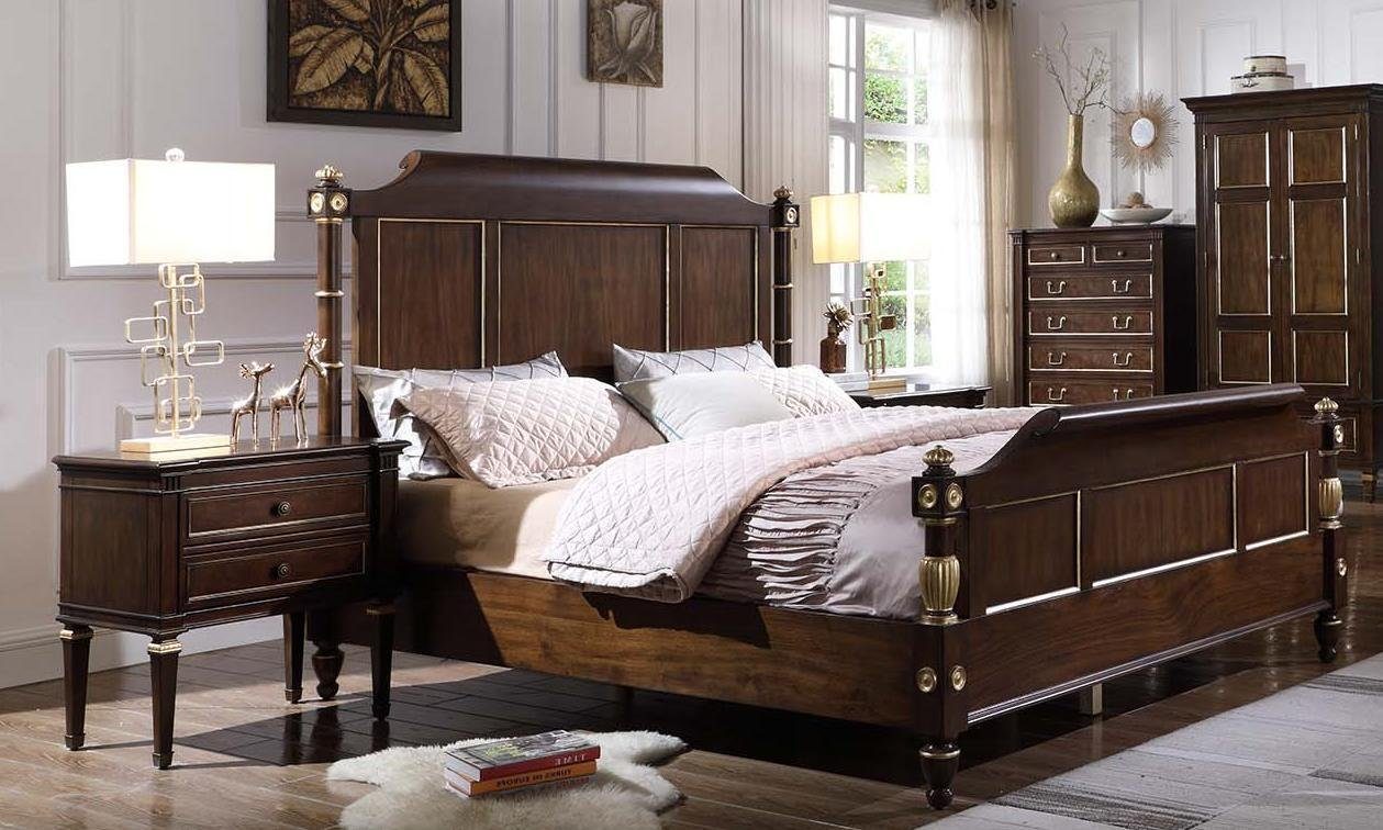 JVmoebel Schlafzimmer-Set Schlafzimmer Set Bett 2x Nachttische Luxus neu 3tlg Design Modern Holz, Made In Europe