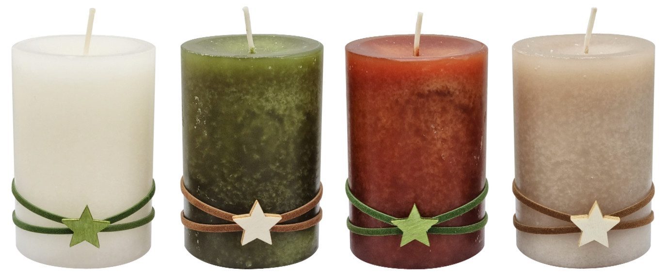 ZauberDeko Adventskerze Adventskerzen Stumpenkerzen Orange Beige günstig online kaufen