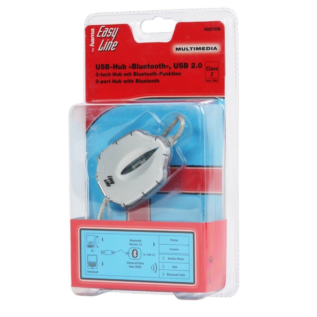 Hama USB 2.0 Hub 3-Port mit Bluetooth Adapter USB-Kabel, Hub mit ...