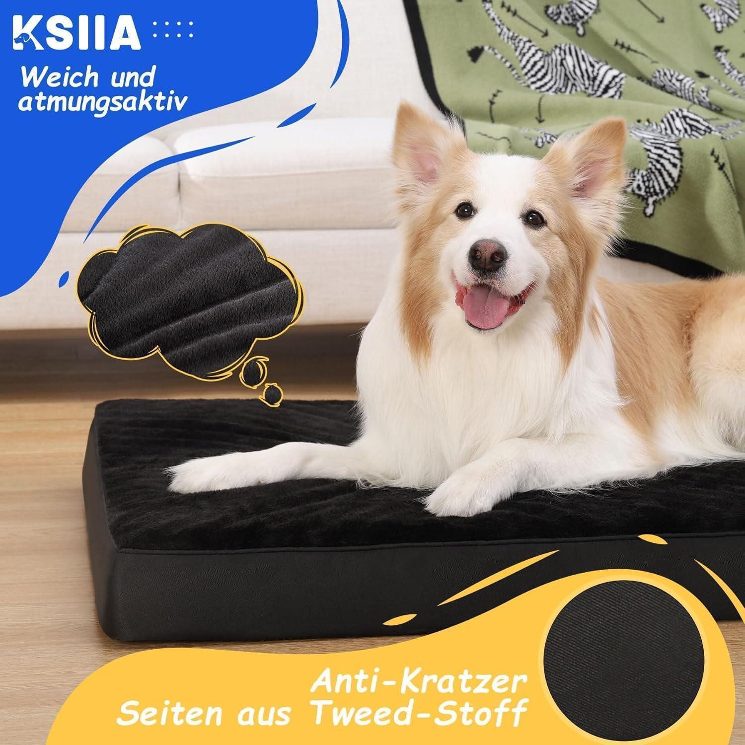 LuxusKollektion Hundebett Hundebett orthopädisches XL große Hunde Schwarz L 105 x B 70 x H 8 cm