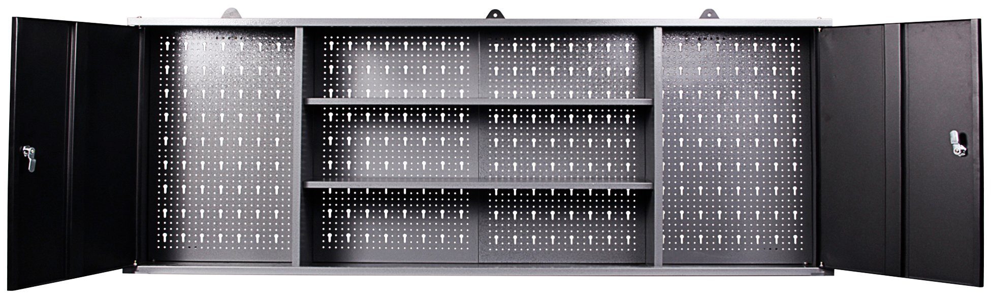 ONDIS24 Werkstatt-Set anthrazit/grau/schwarz 2 Einlegeböden, Türen, 2 Eurolochrückwand Paul