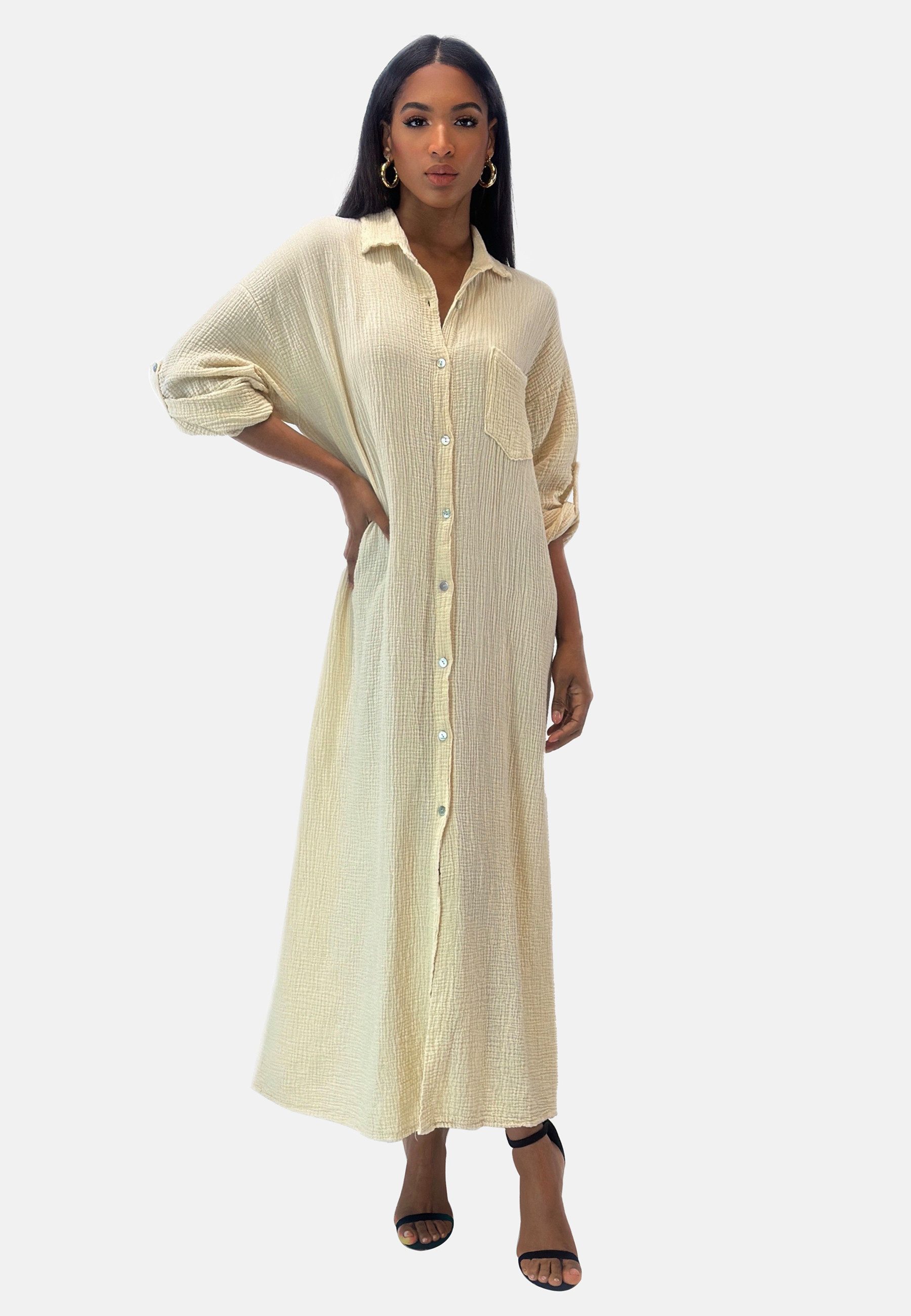 Elara Sommerkleid Elara Damen Musselin Kleid günstig online kaufen