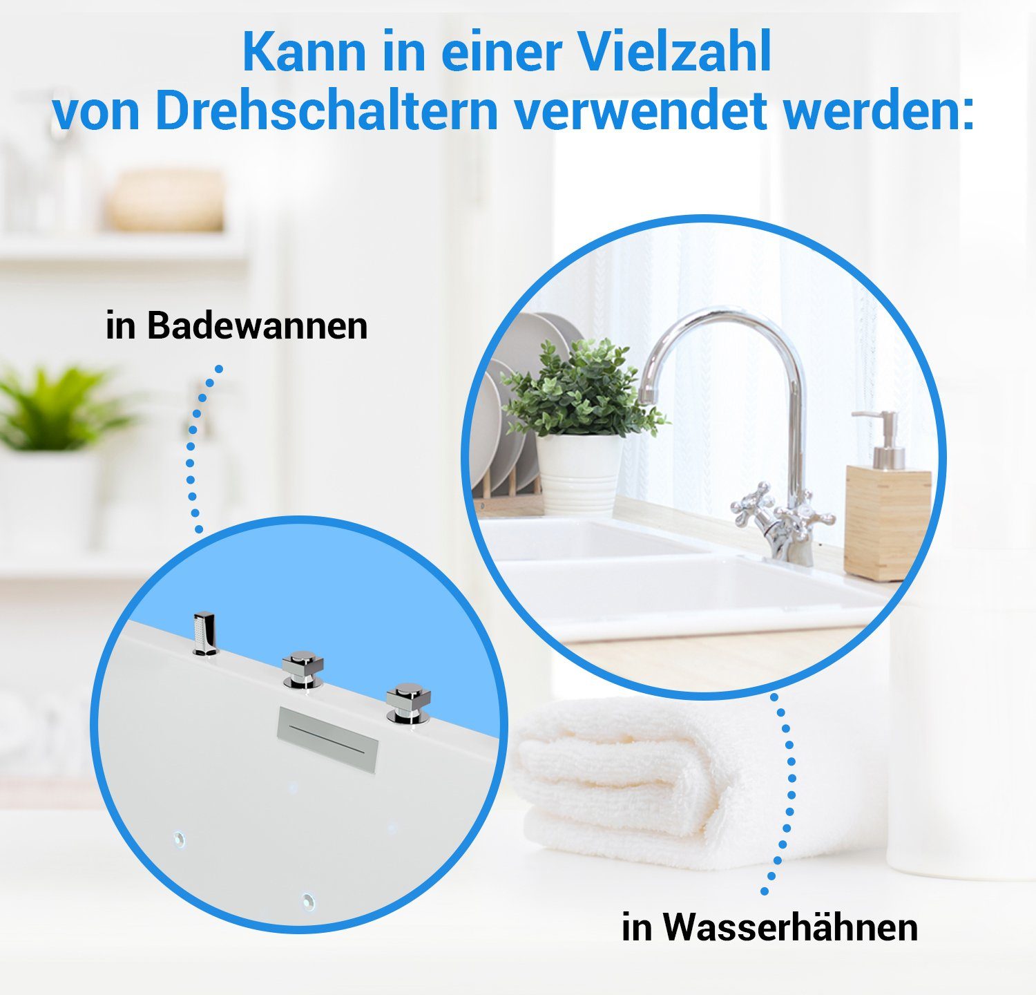VIOKS Waschtischarmatur Rastbuchsen Set (4-St) Vielzahnachse Set für Knebel-Innenoberteile 3/8" mit 1/2"