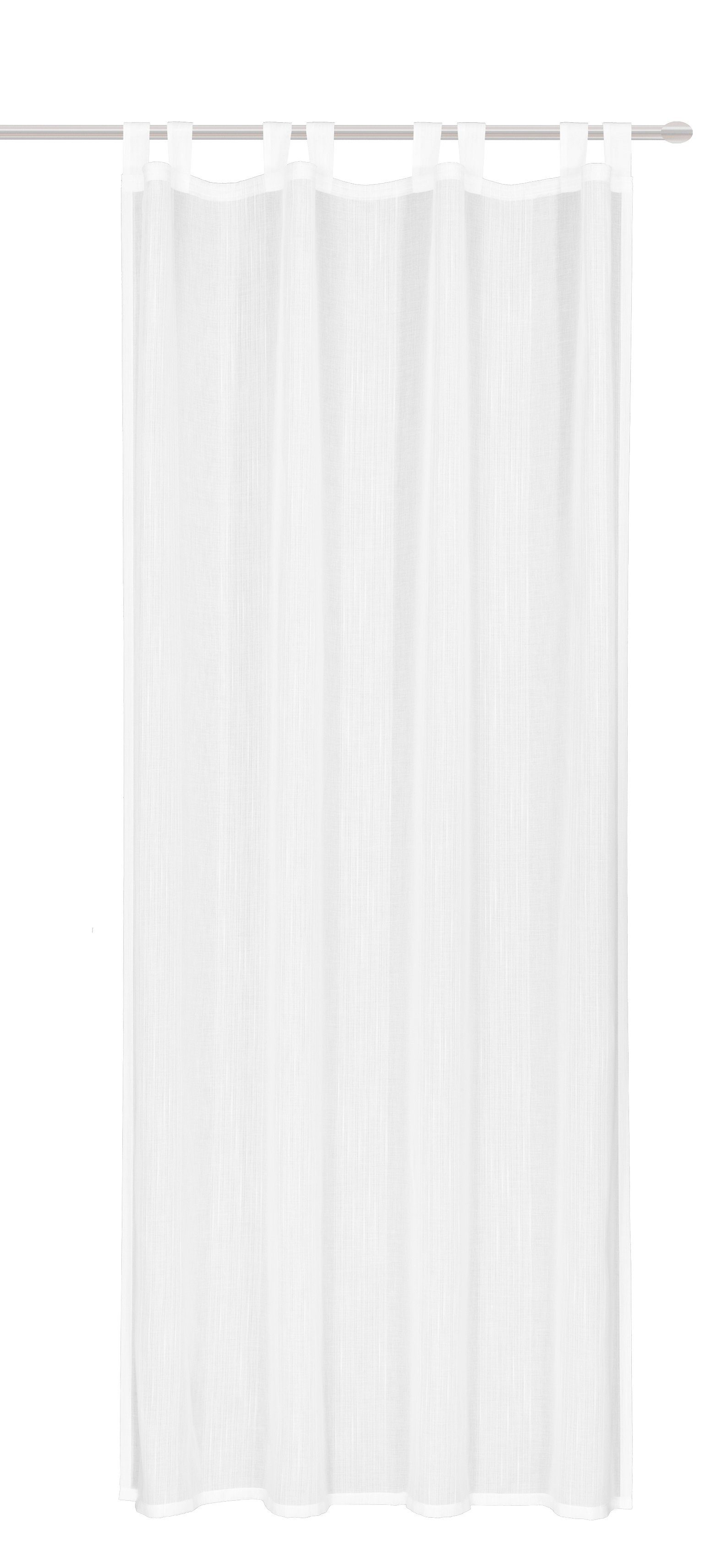 Vorhang Nachhaltiger Schlaufenschal mit 8 Schlaufen Öko Gardine Bio Uni Weiß 150x245cm halbtransparent Batist Softtouch Seitenschal