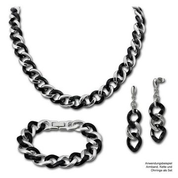 Amello Edelstahlkette Amello Panzer Halskette silber schwarz (Halsketten, Halskette), Damen Halsketten (Panzer) aus Edelstahl (Stainless Steel)