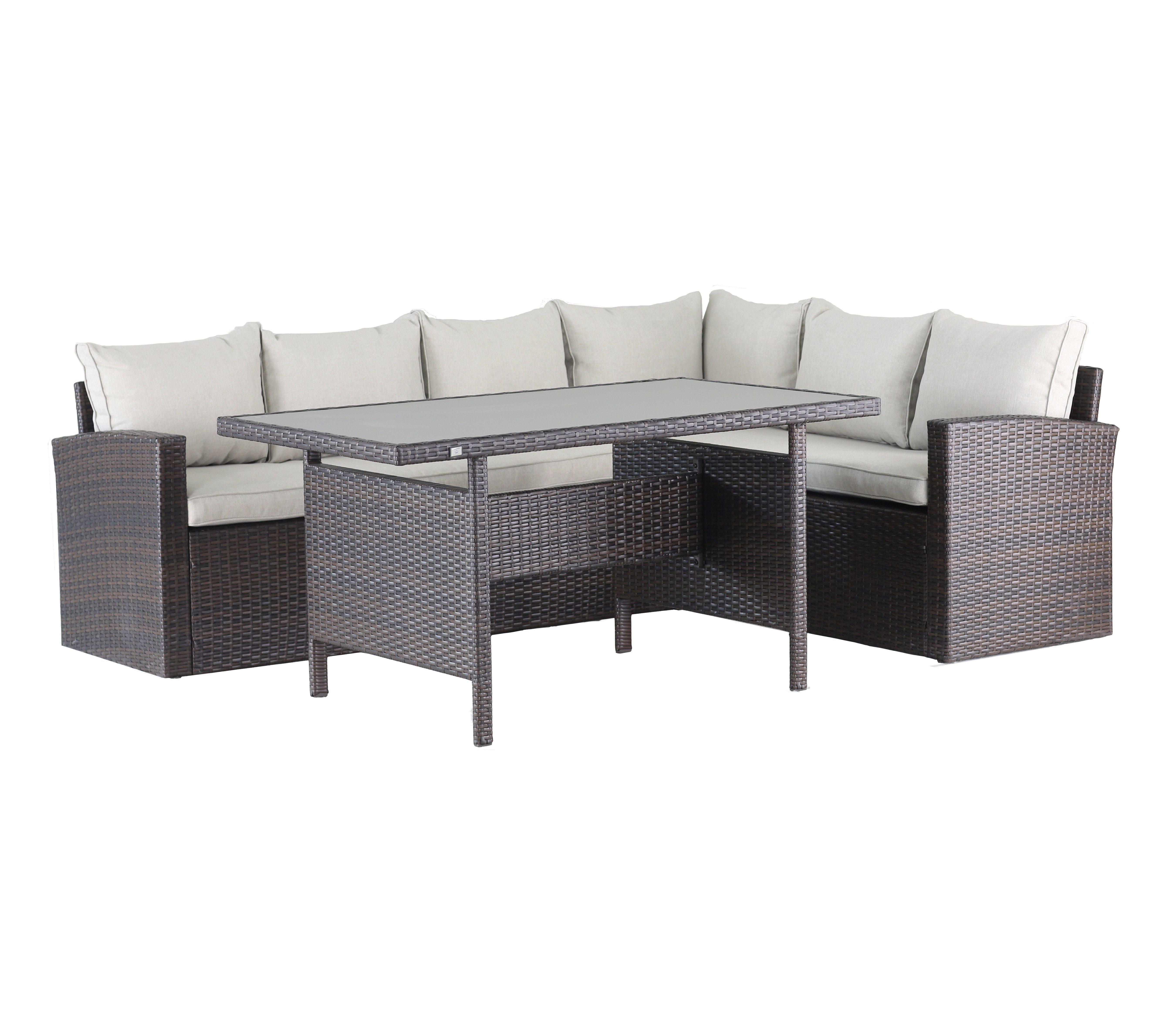 MANDALIKA Garden Gartenlounge-Set Milos Lounge braun / Polyrattan / Gartenmöbelset / Outdoor / Möbel, inkl. Auflagen