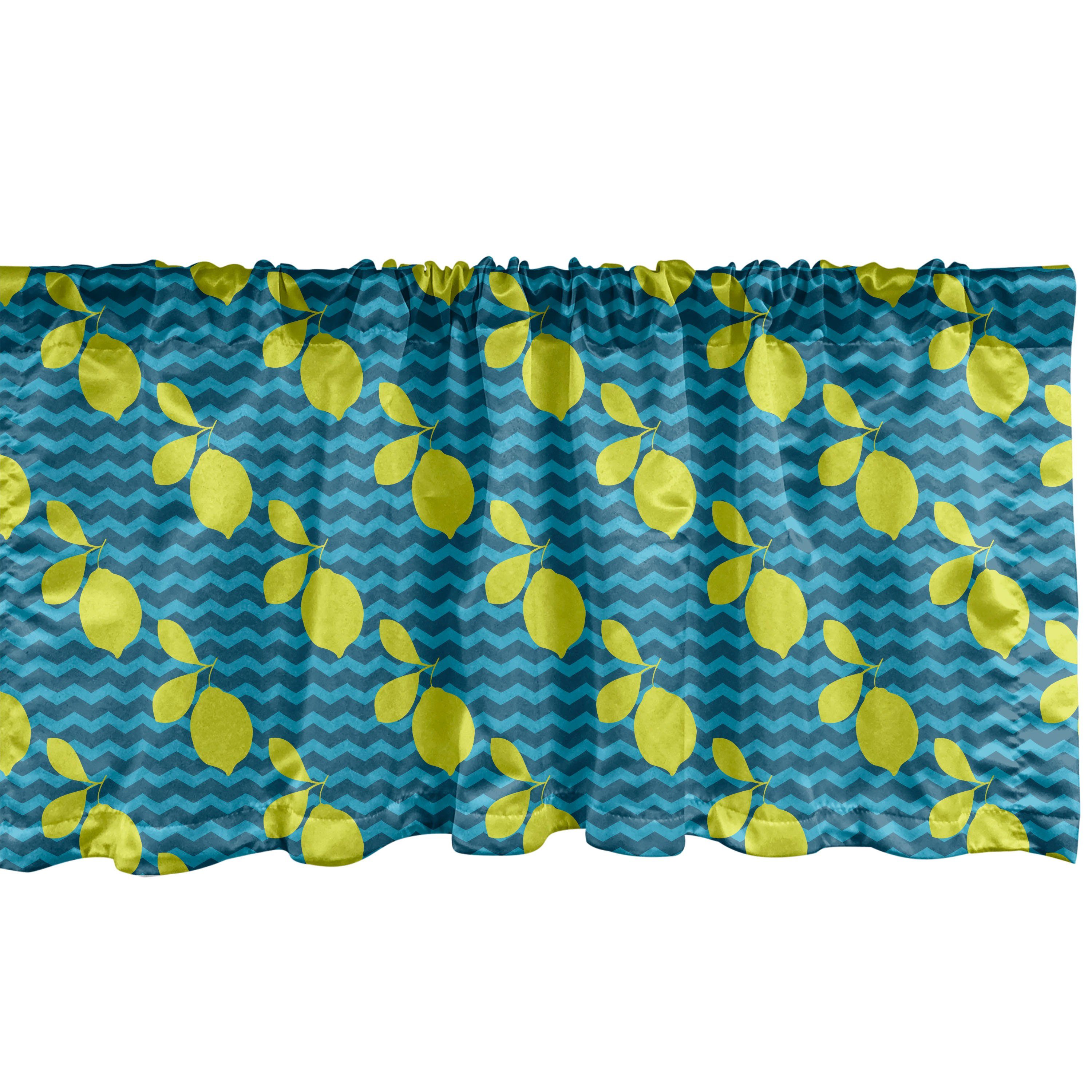 Vorhang Dekor Citrus Motiv Scheibengardine für Volant Schlafzimmer Abakuhaus, mit Stangentasche, Zick-Zack-Kulisse Küche Zitrone Microfaser,