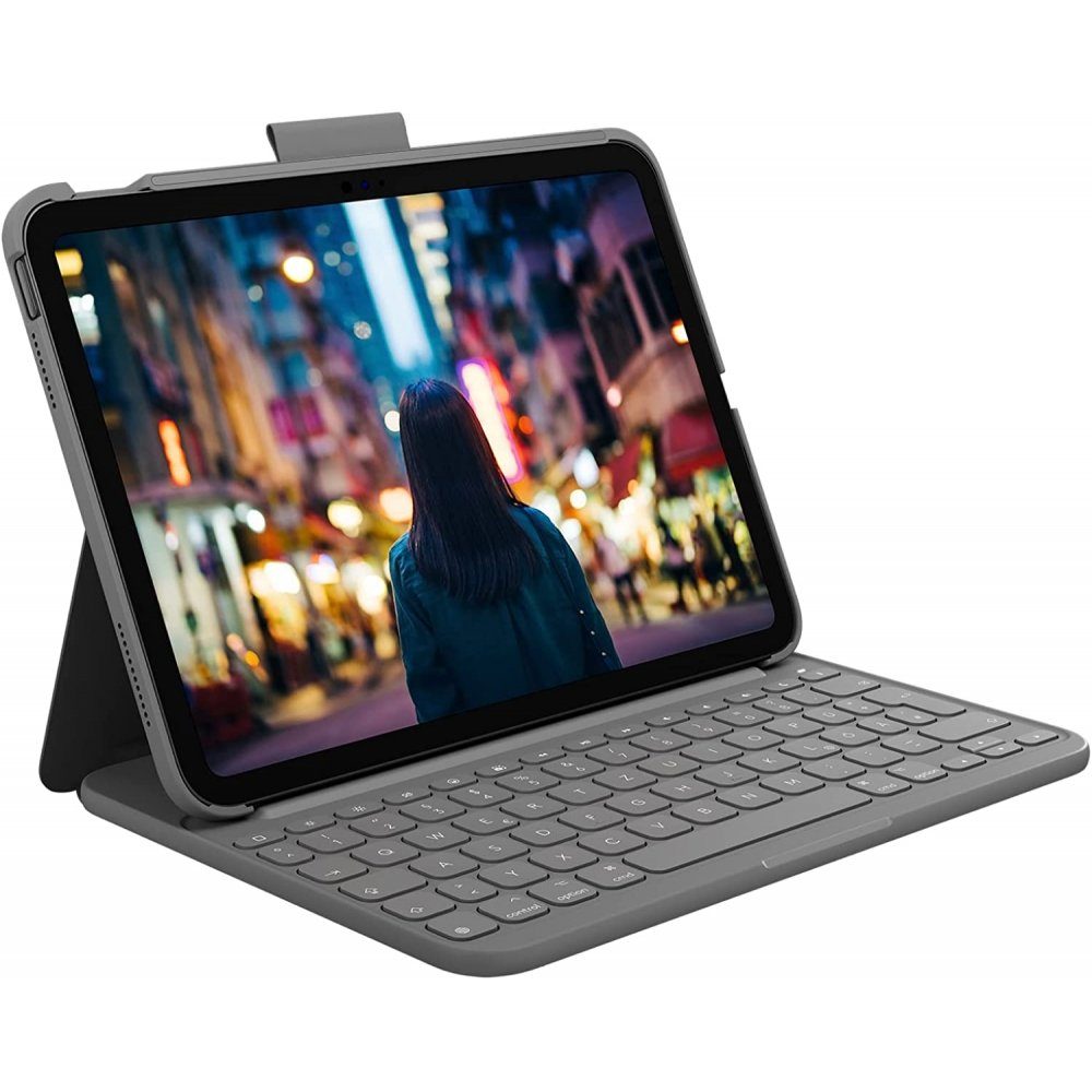 Logitech Slim Folio for iPad (10th gen) - Bluetooth Tastatur Case - grau  Tablet-Tastatur