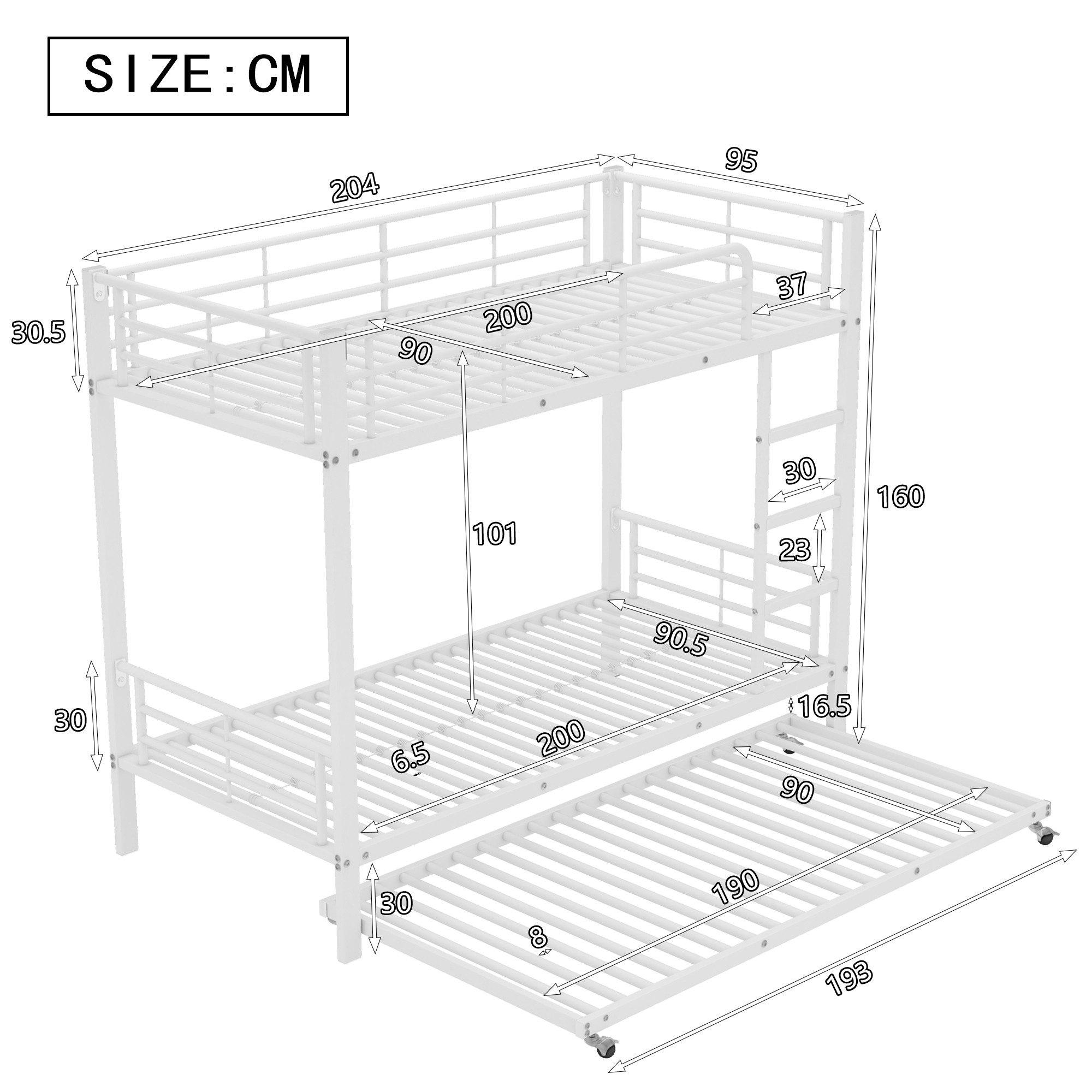 TavilaEcon Etagenbett Dreierbett Metallbett Eisenbett mit Leiter und Auszie günstig online kaufen