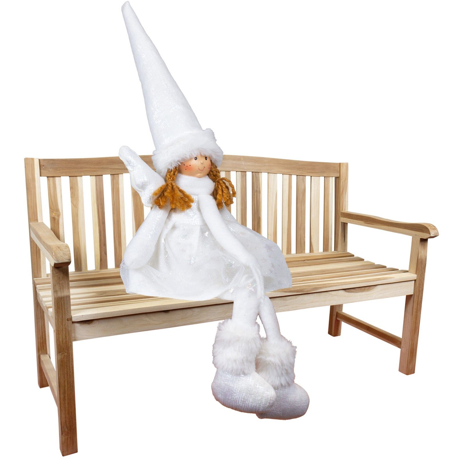 Christmas Paradise Weihnachtsfigur Engel sitzend 20 cm (49 cm) (Christkind, 1 St., Kantenhocker), Weihnachtsdeko, weiß-silber