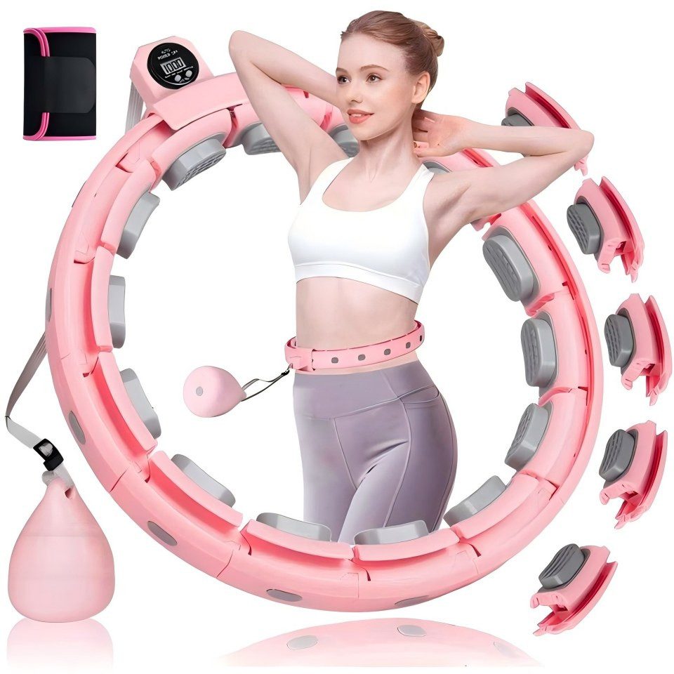 Xruiy Hula-Hoop-Reifen mit Massagebällen & Kalorienzähler, Smart verstellbarer Fitness-Hoop, mit Gewichtsbällen – leiser Bauchtrainer zur Fettverbrennung Zuhause