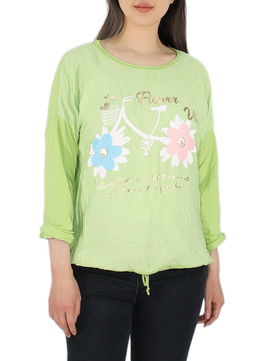 dy_mode Tunikashirt Damen Tunika Shirt mit Blumenprint – Luftiges Langarmshirt