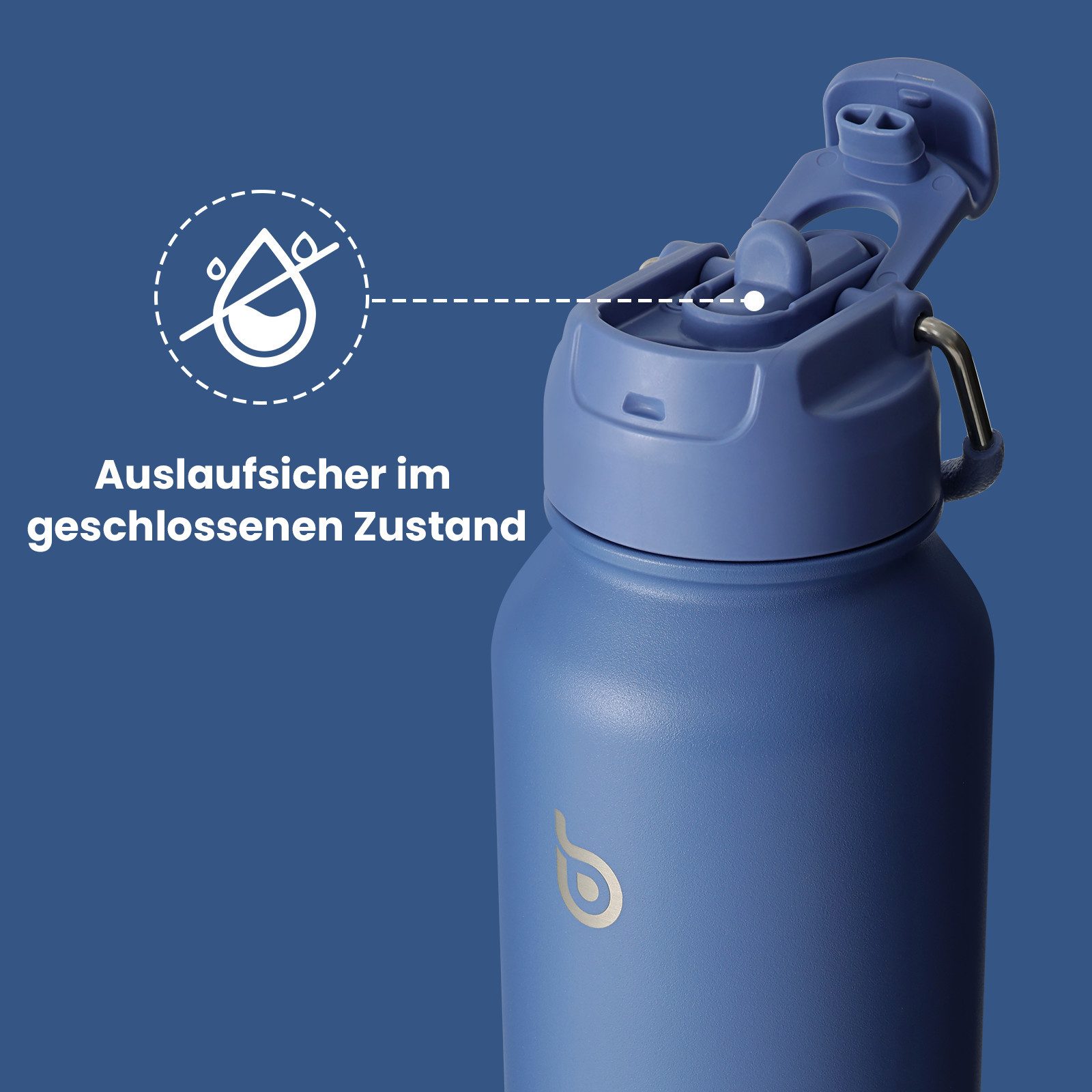 BOTTLE BOTTLE Trinkflasche Sport-Trinkflasche, Edelstahl, isoliert, mit Strohhalm und Pillenhalter, 1L