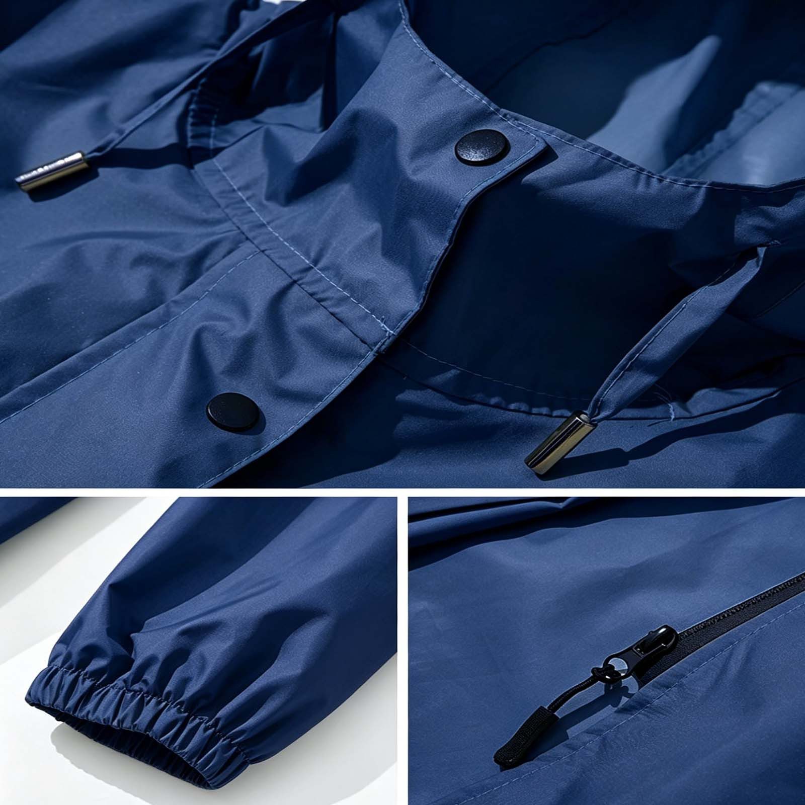 MOPUEA Regenjacke Lange Regenjacke Wasserdicht Winddicht Leicht Faltbar Outdoor Jacke (Regenjacke für Alltag, Reisen und wechselhaftes Wetter, Leicht faltbar, s – Bild 3 von 5