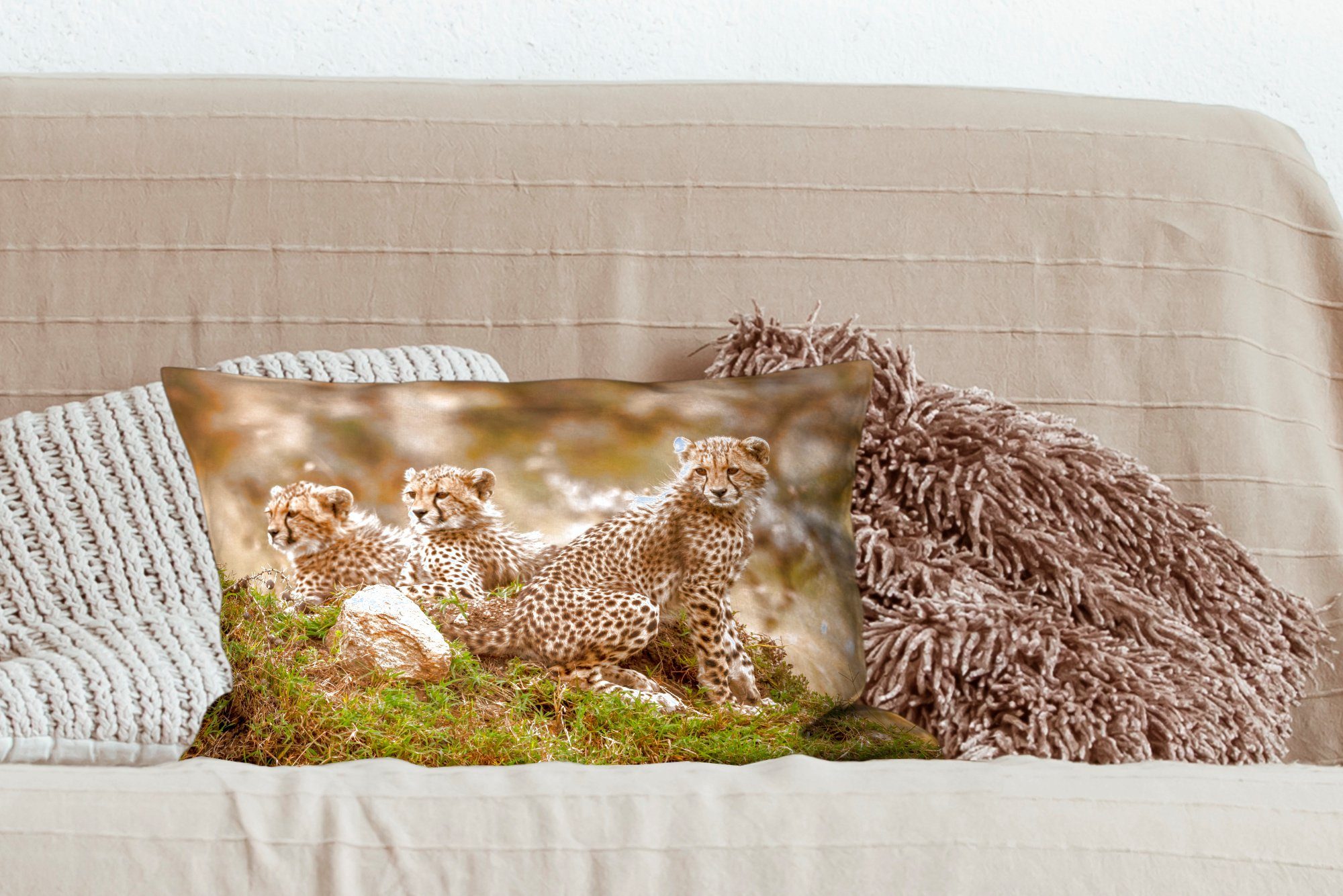 MuchoWow Dekokissen Leopard - Wald Wohzimmer Füllung, Zierkissen, Tier, Dekokissen - Dekoration, Schlafzimmer mit