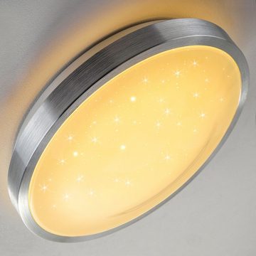 hofstein Deckenleuchte »Conetta« Bad-Lampe aus gebürstetem Aluminium, 3000 Kelvin, Badezimmer-Beleuchtung LED-Licht, 900 Lumen, Sternendekor