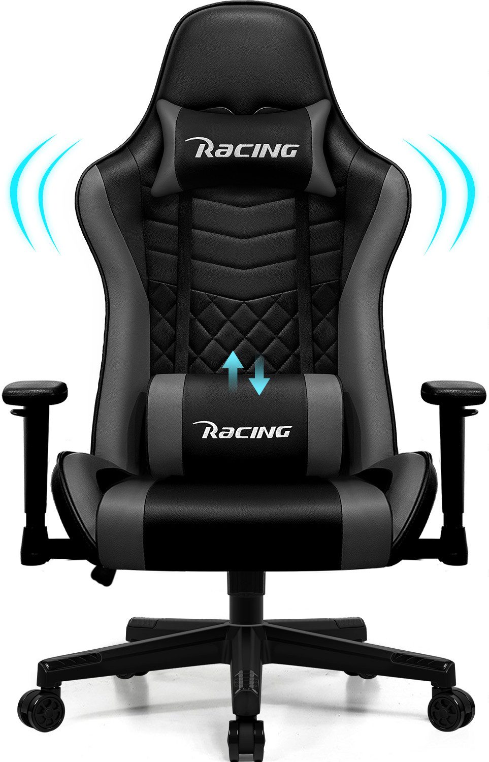 Hiazurm Gaming-Stuhl Gaming Stuhl, Bürostuhl Ergonomisch, Gaming Chair (Gaming Sessel Gepolstert mit Fußstütze,Klappbare gepolsterte Armlehnen, Gamer Stuhl Wippfunktion,Gaming Stuhl 150 kg Belastbarkeit), Bürostuhl Chefsessel Wippfunktion bis zu 170