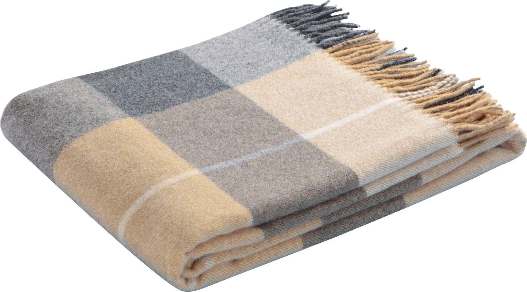 im Kuscheldecke Biederlack, Karo-Look, Plaid, beige/grau/braun