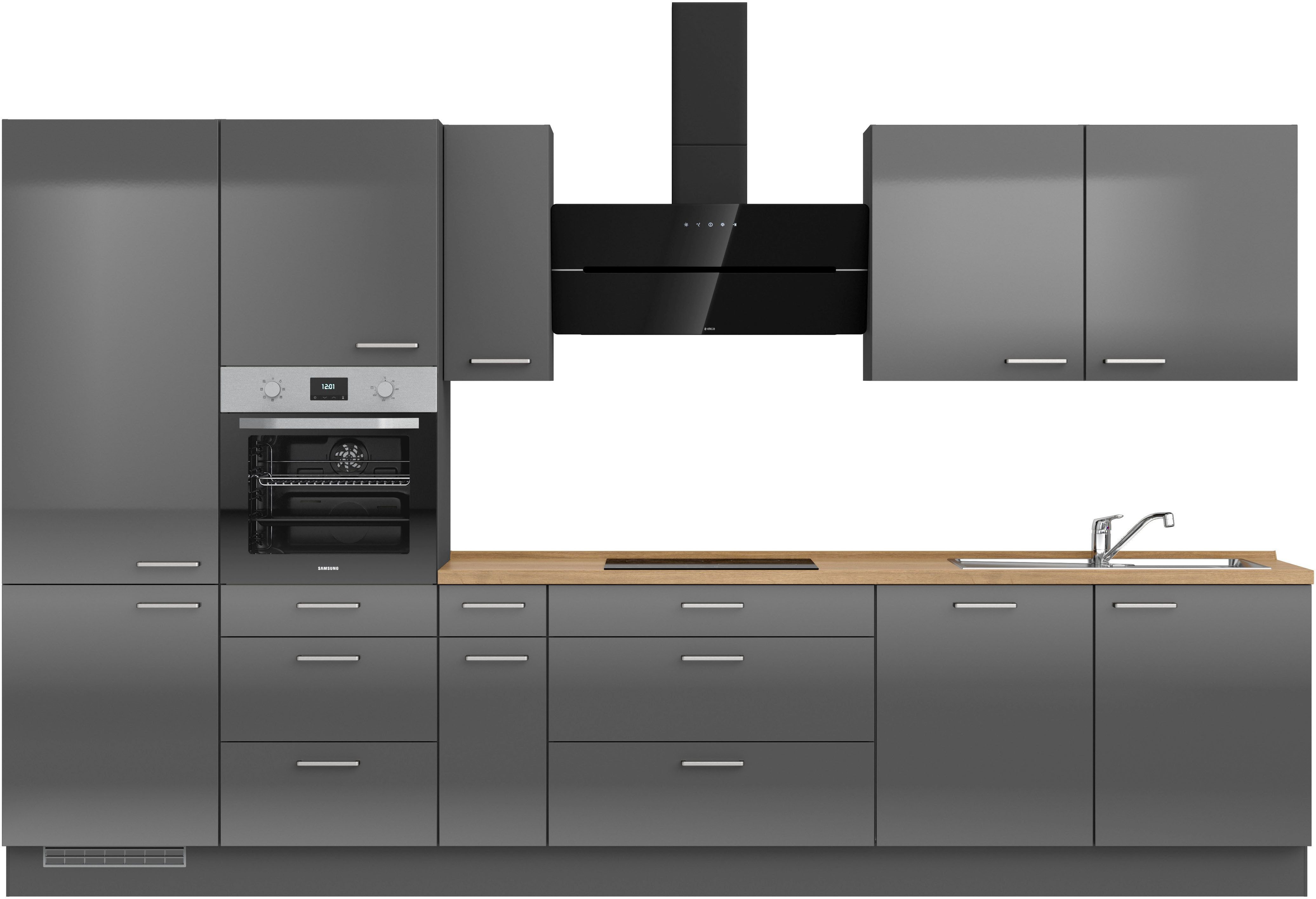 nobilia® Küchenzeile "Flash II", NEU: individuell anpassbar mit gratis Profi-Beratung, vormontiert, Breite 360 cm, Ausrichtung wählbar, wahlw. mit E-Geräten