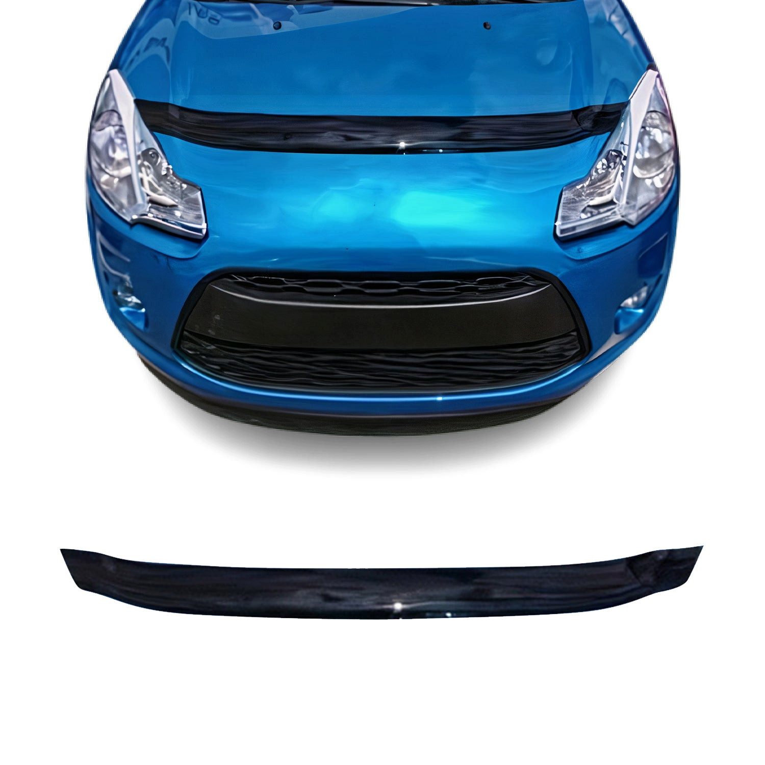 OMAC Lüftungsgitter Motorhaube Deflektor schutz für Citroen C3 2010-2017 Schrägheck Dunkel (1 St), Luftabweiser, Abweiser, Schneeschutz, Langlebig,Einfache Montage