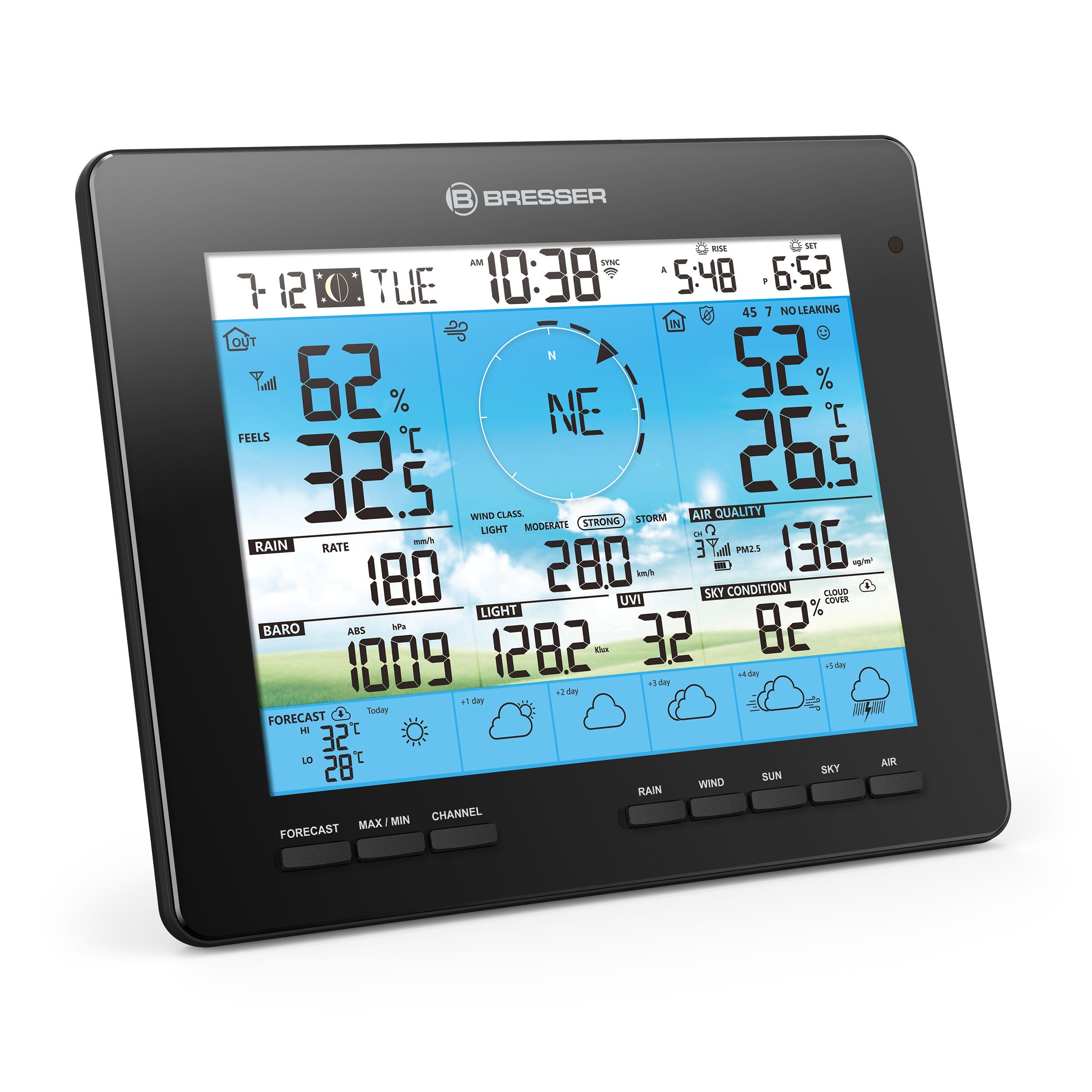 BRESSER BRESSER 6-Tage 4CAST PRO WLAN-Wetterstation 7-in-1 solar Wetterstation