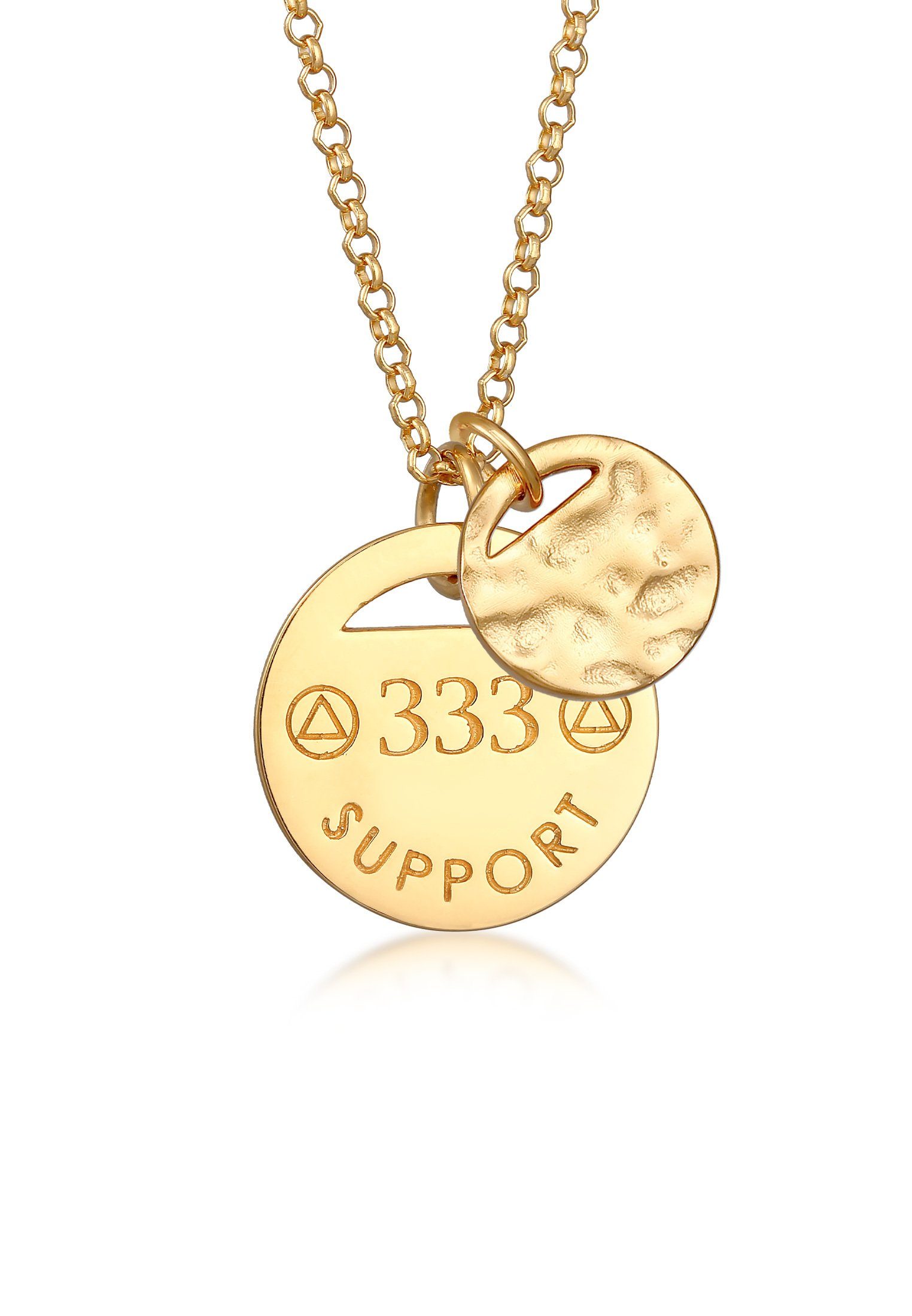 Gold - mit Kette Plättchen Anhänger Organic Silber Support 925 333 Elli