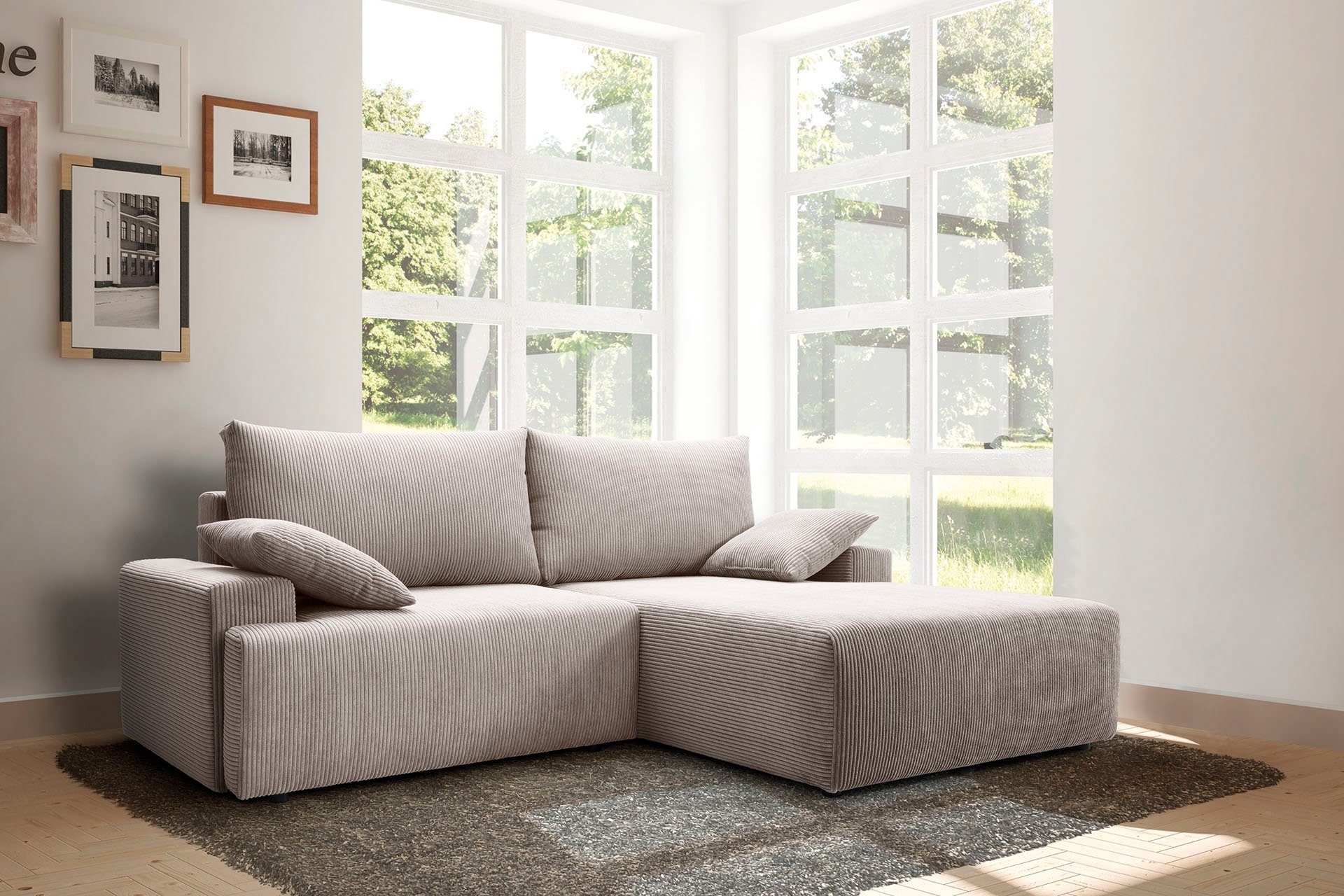 exxpo - sofa fashion Bettfunktion Orinoko, in und Ecksofa Cord-Farben verschiedenen Bettkasten biege inklusive