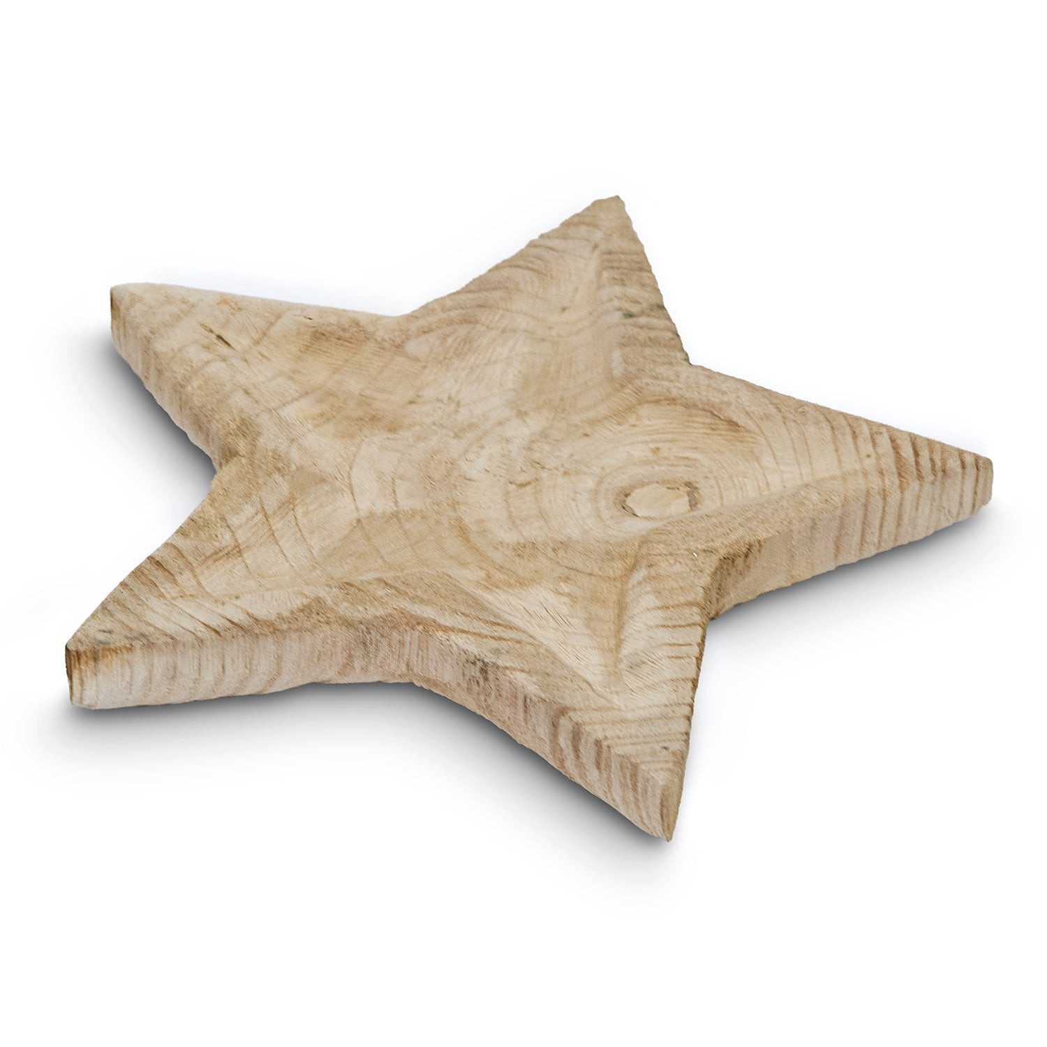 Logbuch-Verlag Dekofigur Stern Tablett aus Paulownia-Holz – 28 x 28 cm in Natur-Braun