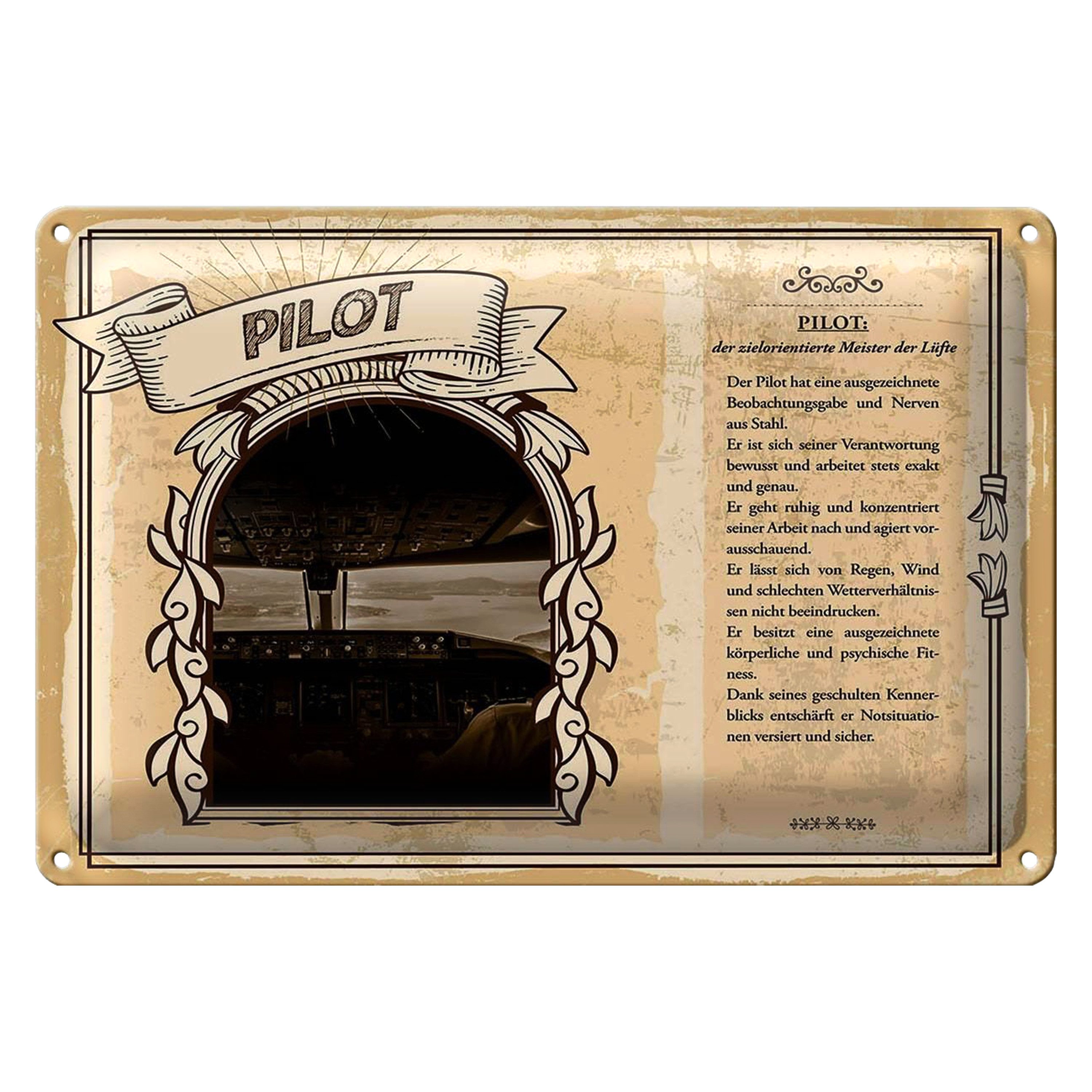 Roomando Metallschild Blechschild Berufe 30x20cm Pilot zielorientierter Meister