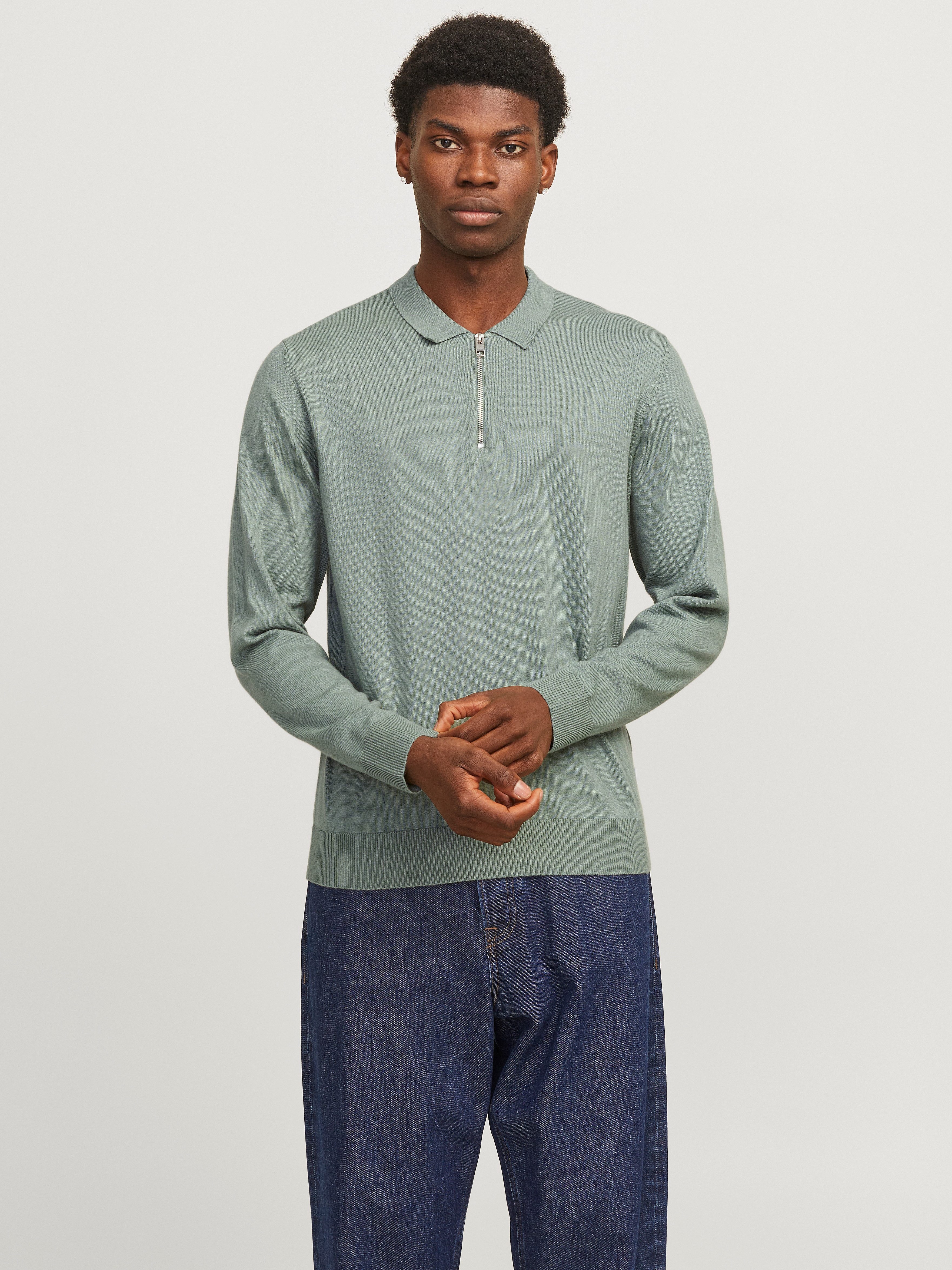 Polokragenpullover JJEEMIL KNIT POLO HALF ZIP LS NOOS