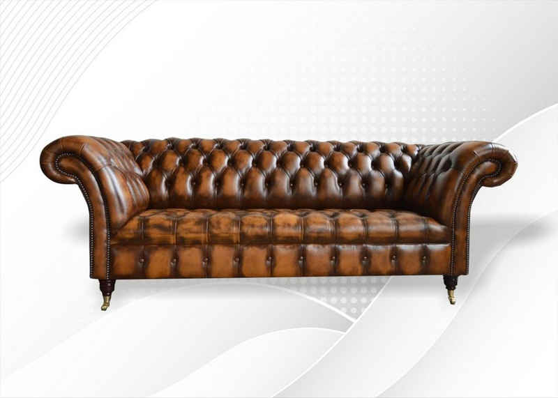 JVmoebel Chesterfield-Sofa Chesterfield 3 Sitzer Design Sofa Couch 225 cm, Die Rückenlehne mit Knöpfen.