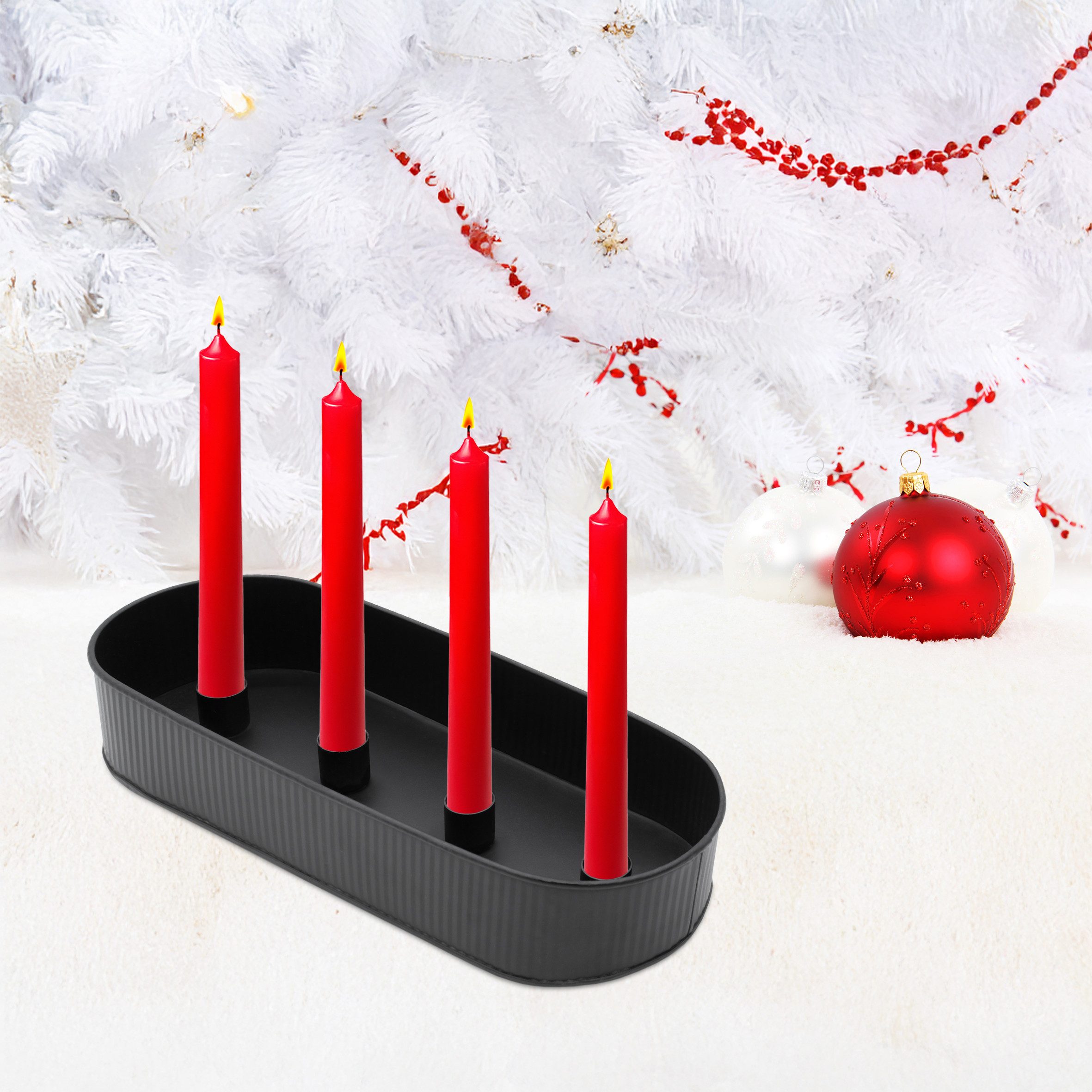 Spetebo Kerzenhalter als Schale aus Metall (Kerzenhalter, 1 St., für 4 Stabkerzen), Kerzentablett mit 4 Kerzenhaltern