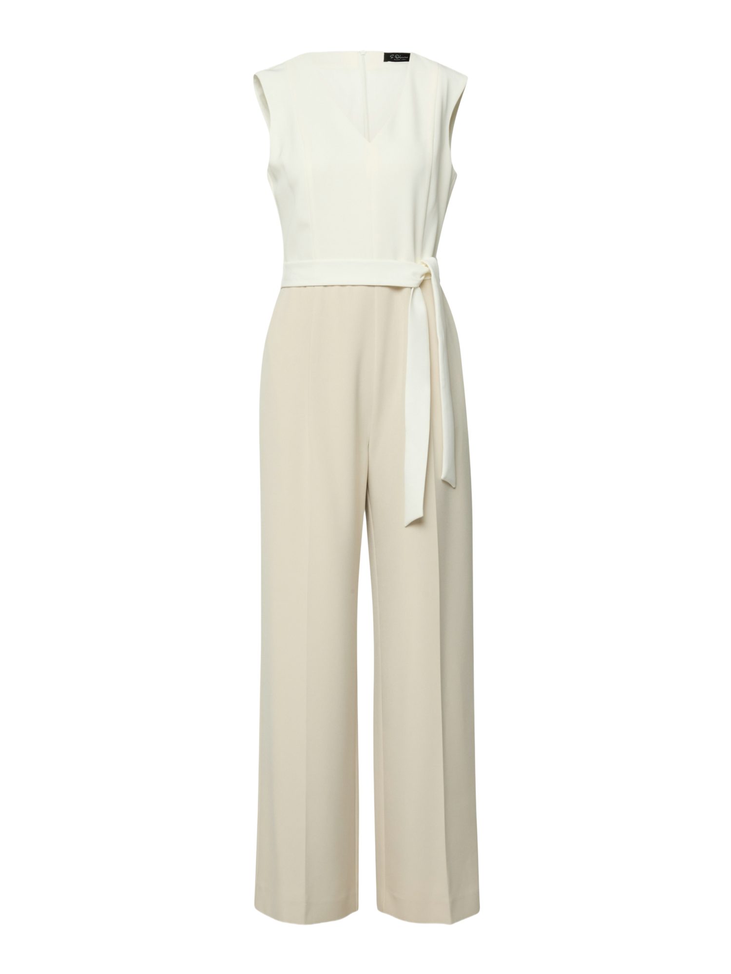 s.Oliver BLACK LABEL Overall natur,Business,Polyester,V-Ausschnitt,Ärmellos,Wide Leg